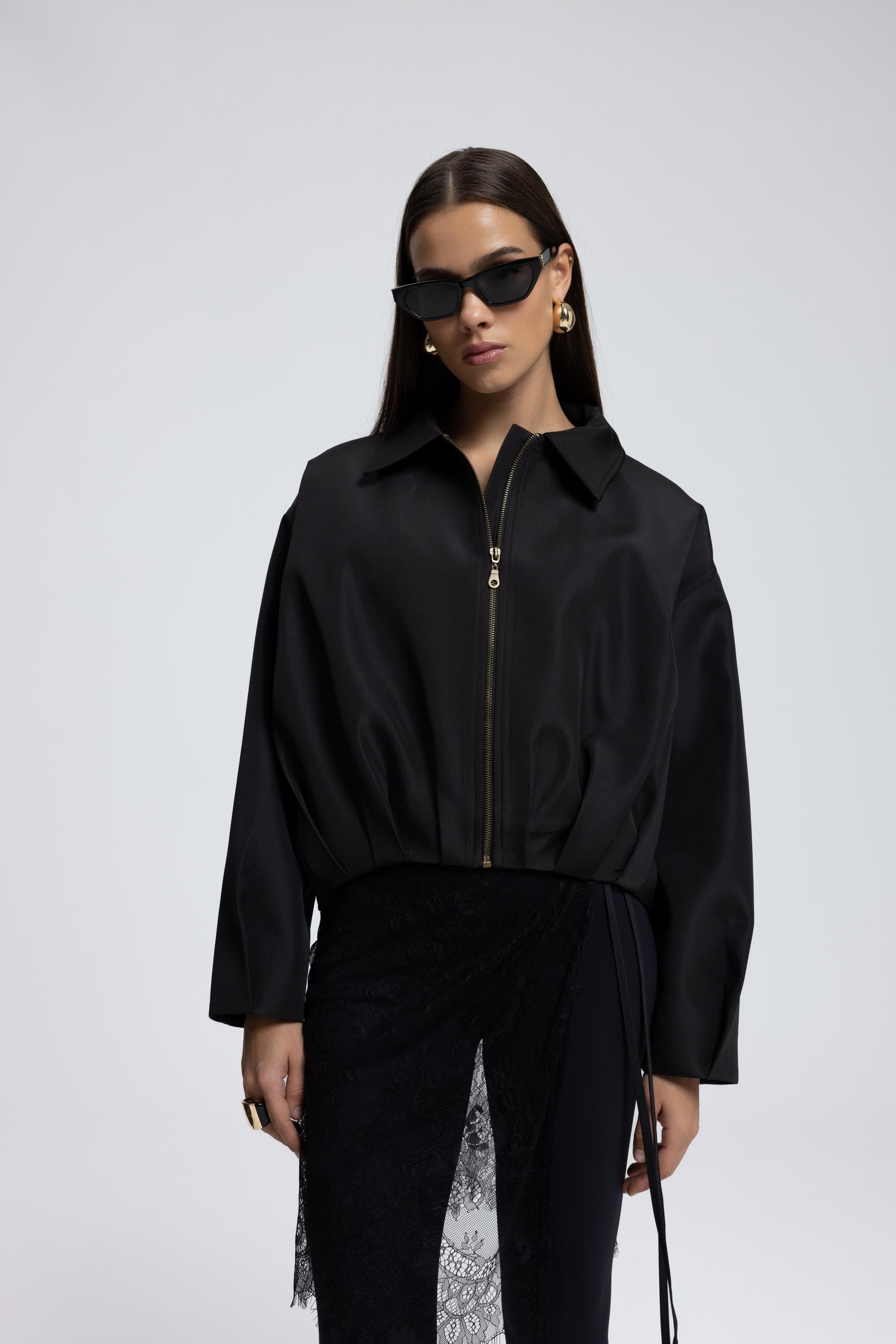 Astrid Mevsimlik Siyah Kısa Bomber Ceket