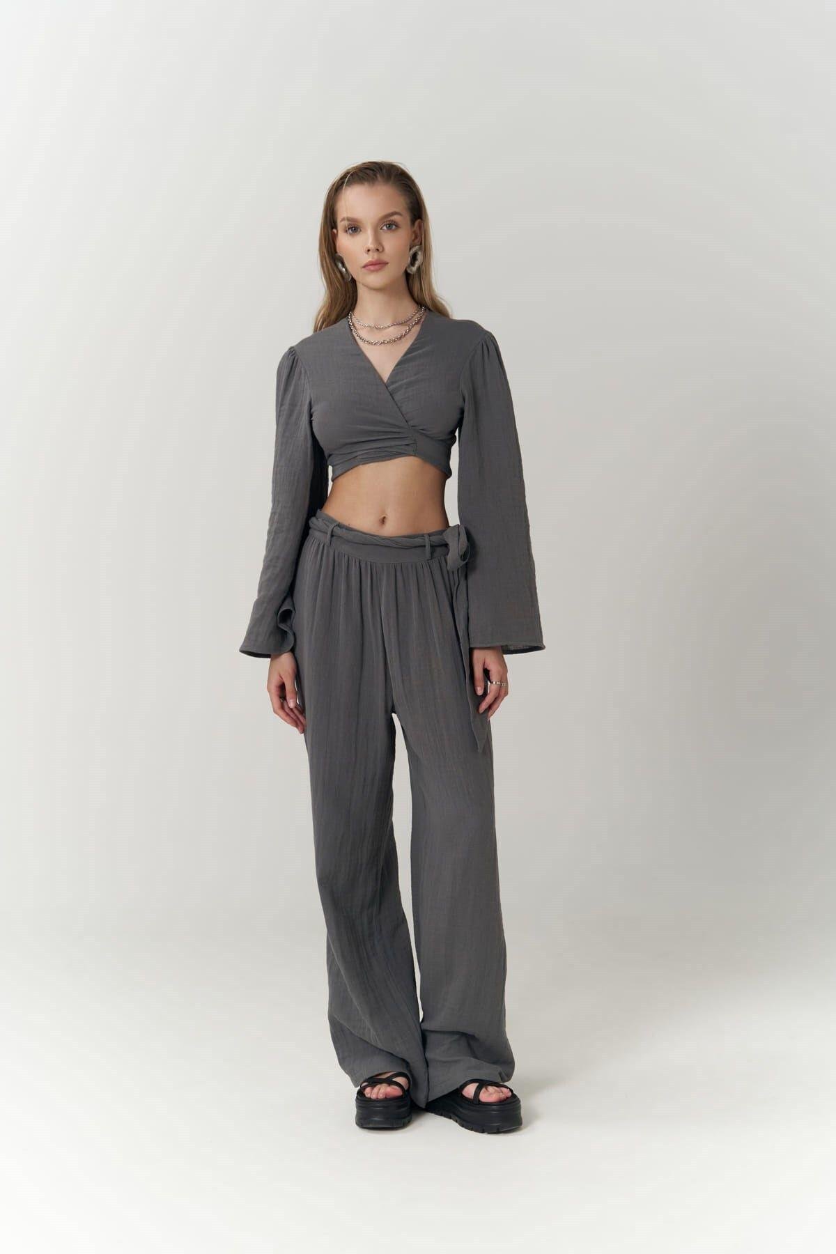 Atina Anthracite Muslin Set