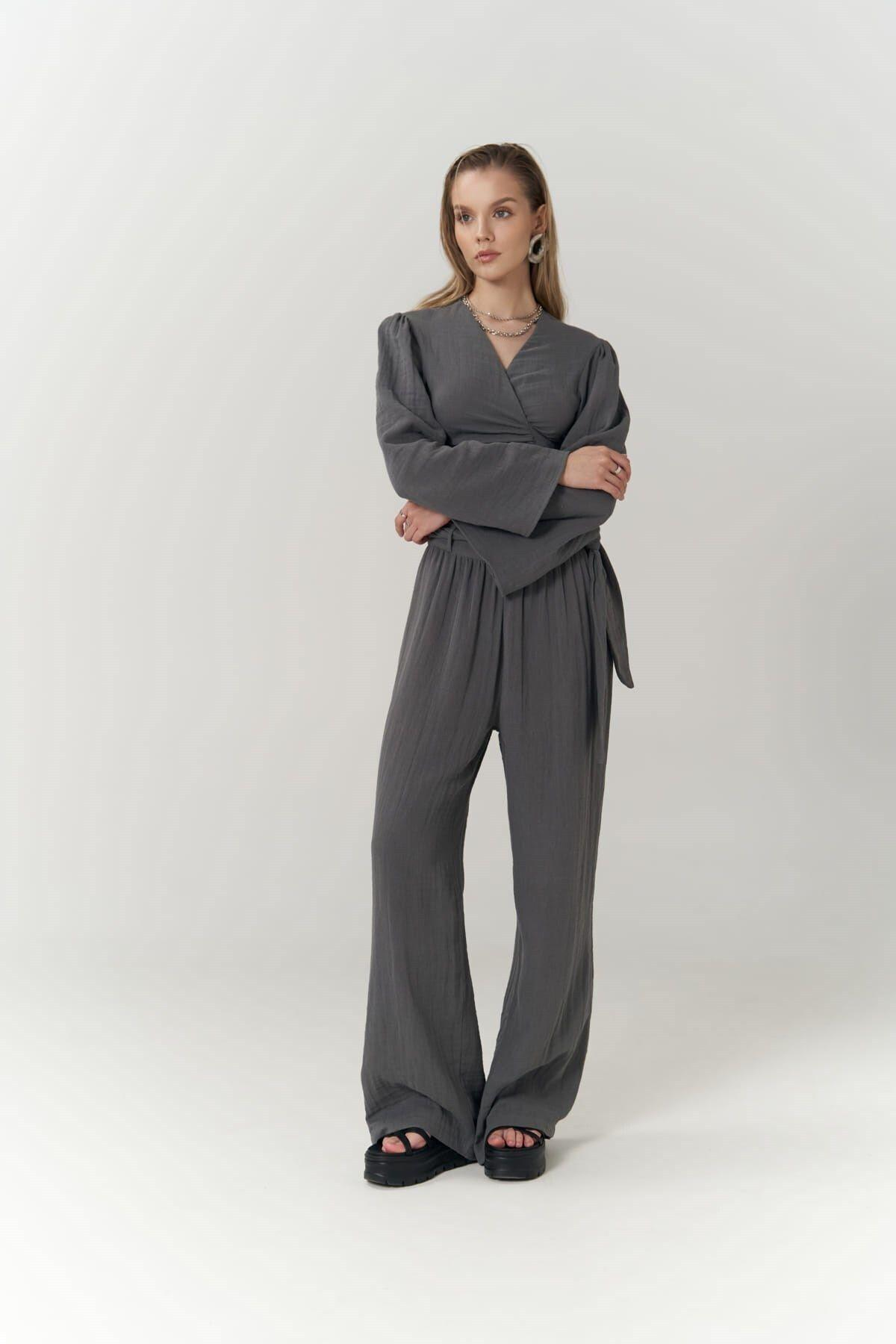 Atina Anthracite Muslin Set