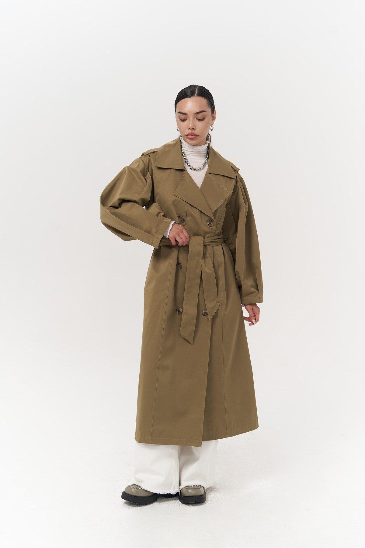 Aubree Khaki Oversize Trench Coat