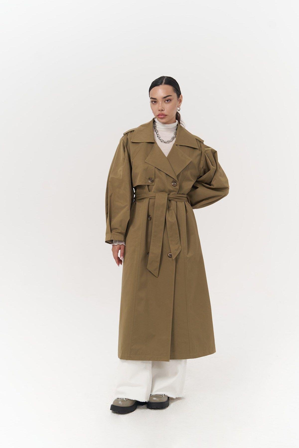 Aubree Khaki Oversize Trench Coat