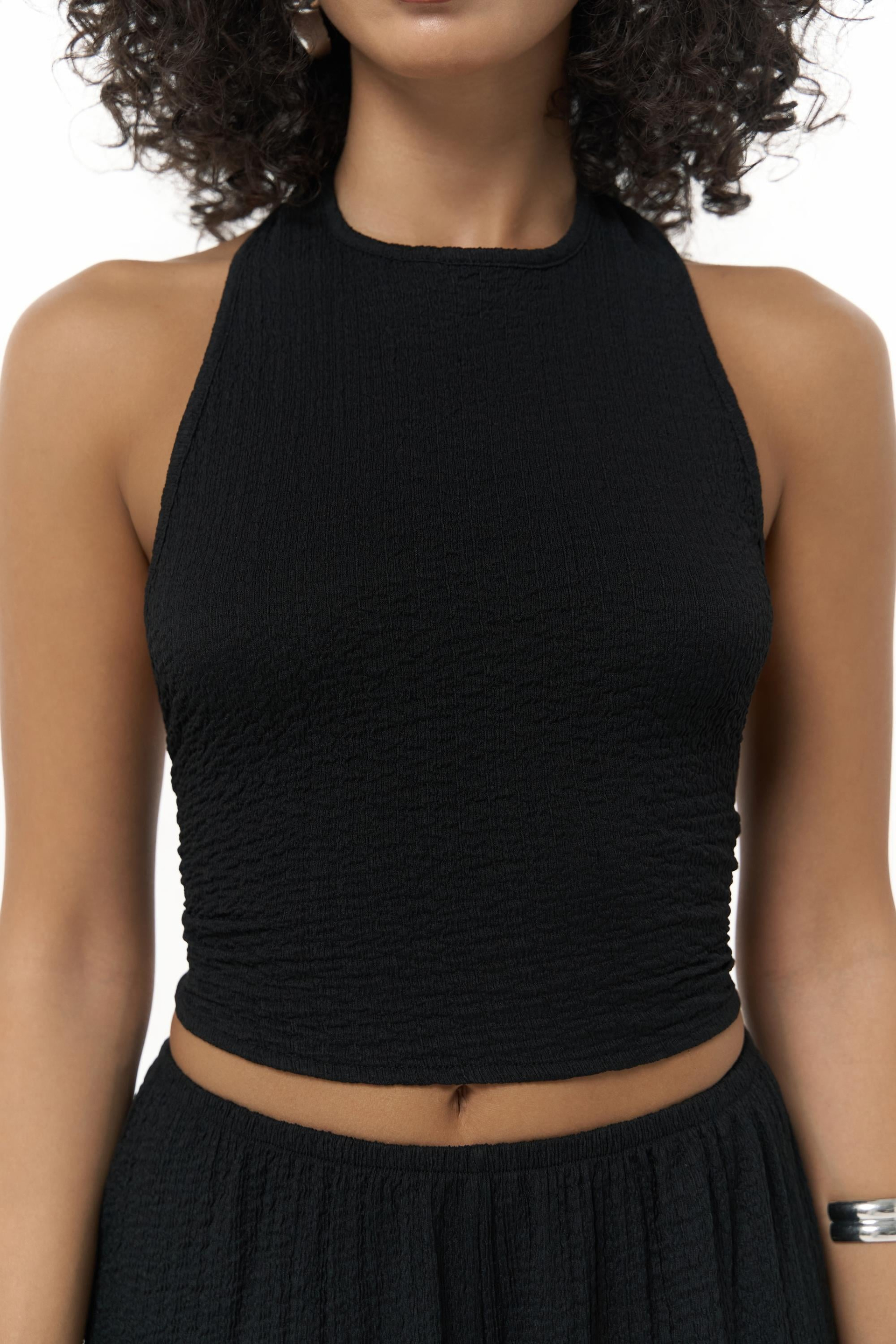 Ayshe Bağlamalı Crop Pantolon Takım - SIYAH