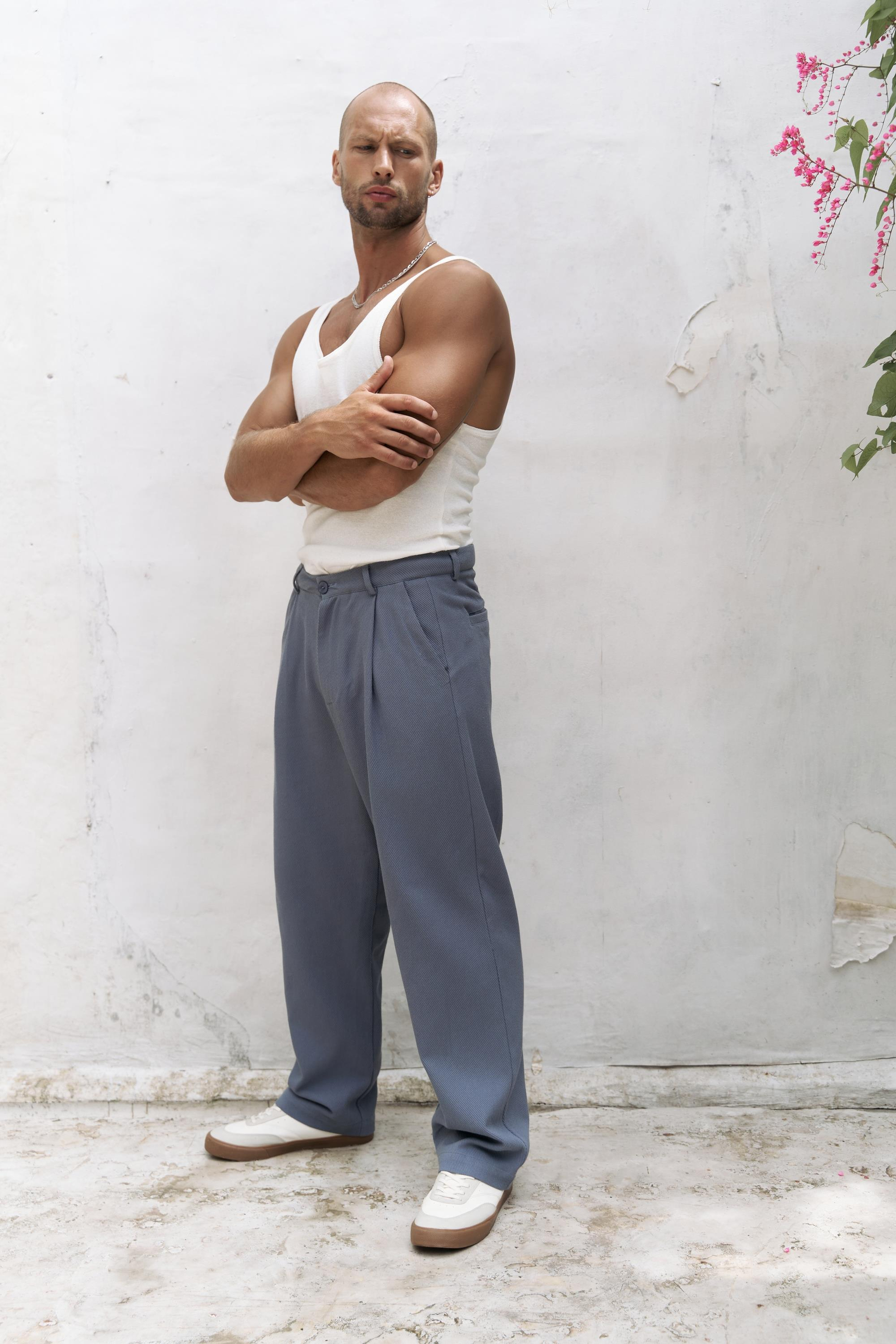 Ayyubay İndigo Pileli Erkek Pantolon