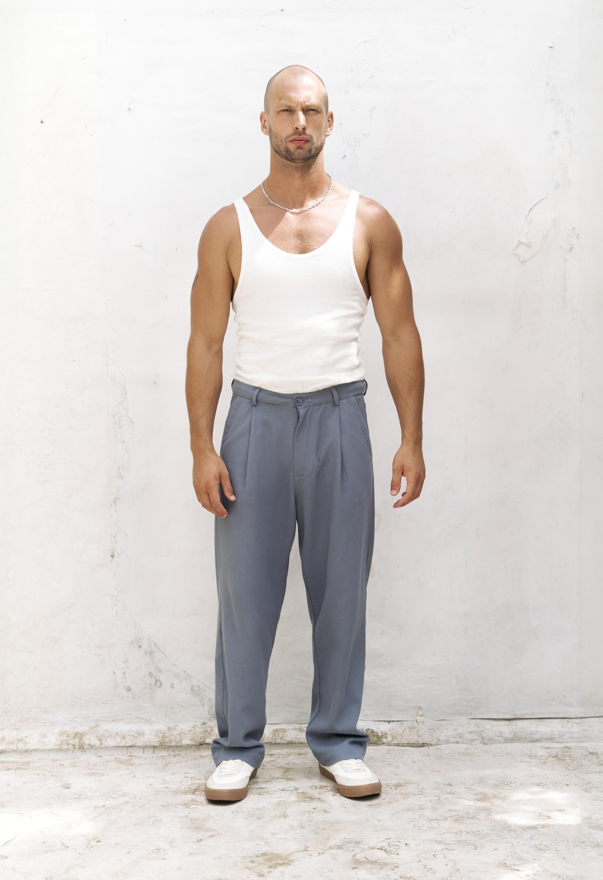 Ayyubay İndigo Pileli Erkek Pantolon