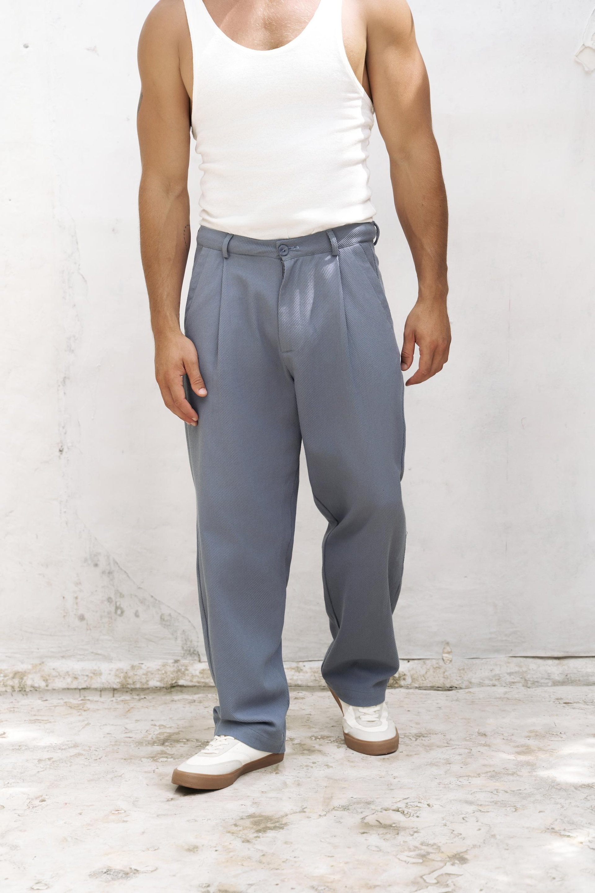 Ayyubay İndigo Pileli Erkek Pantolon