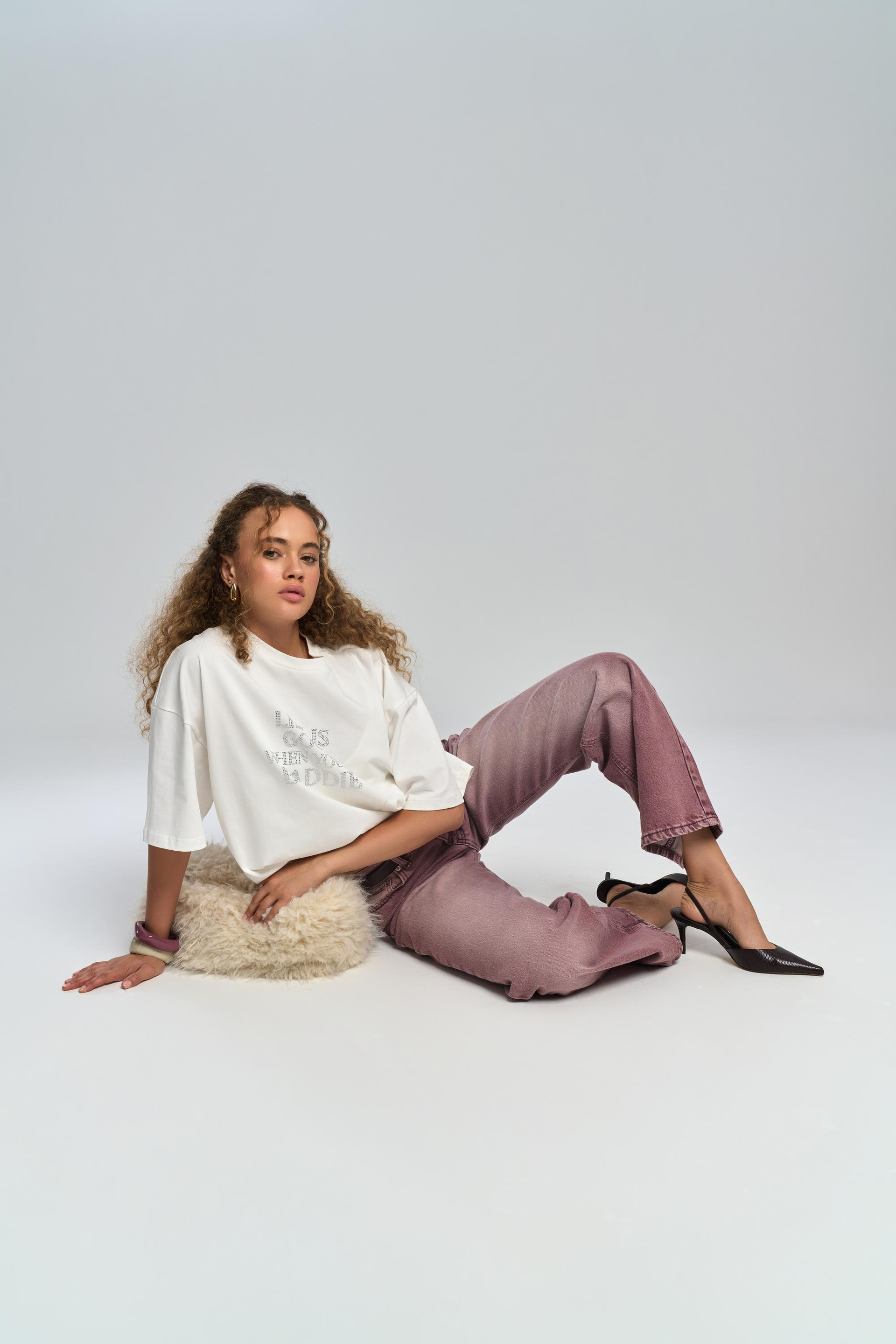 Baddie Oversize Beyaz T-Shirt