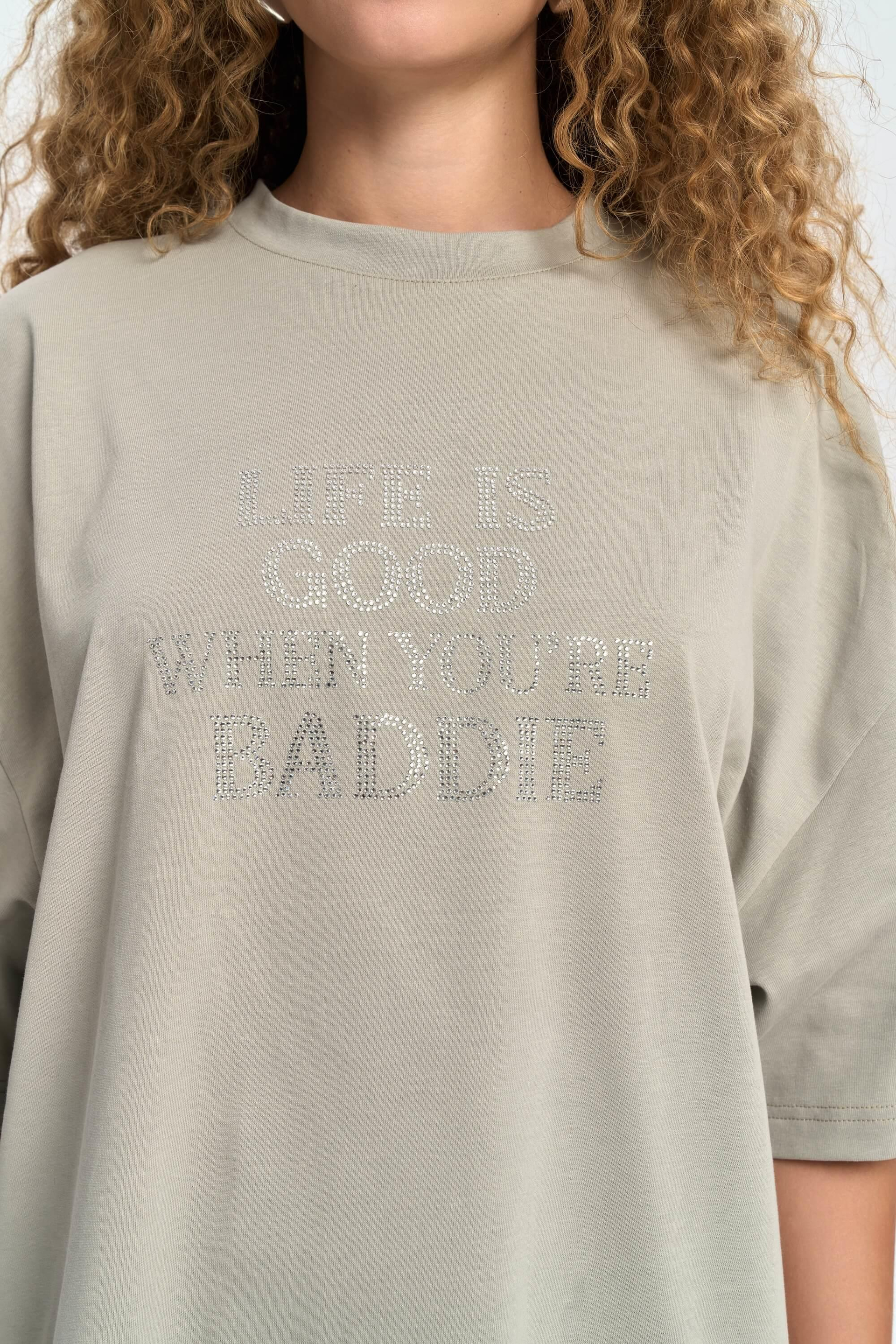 Baddie Oversize Duman T-Shirt