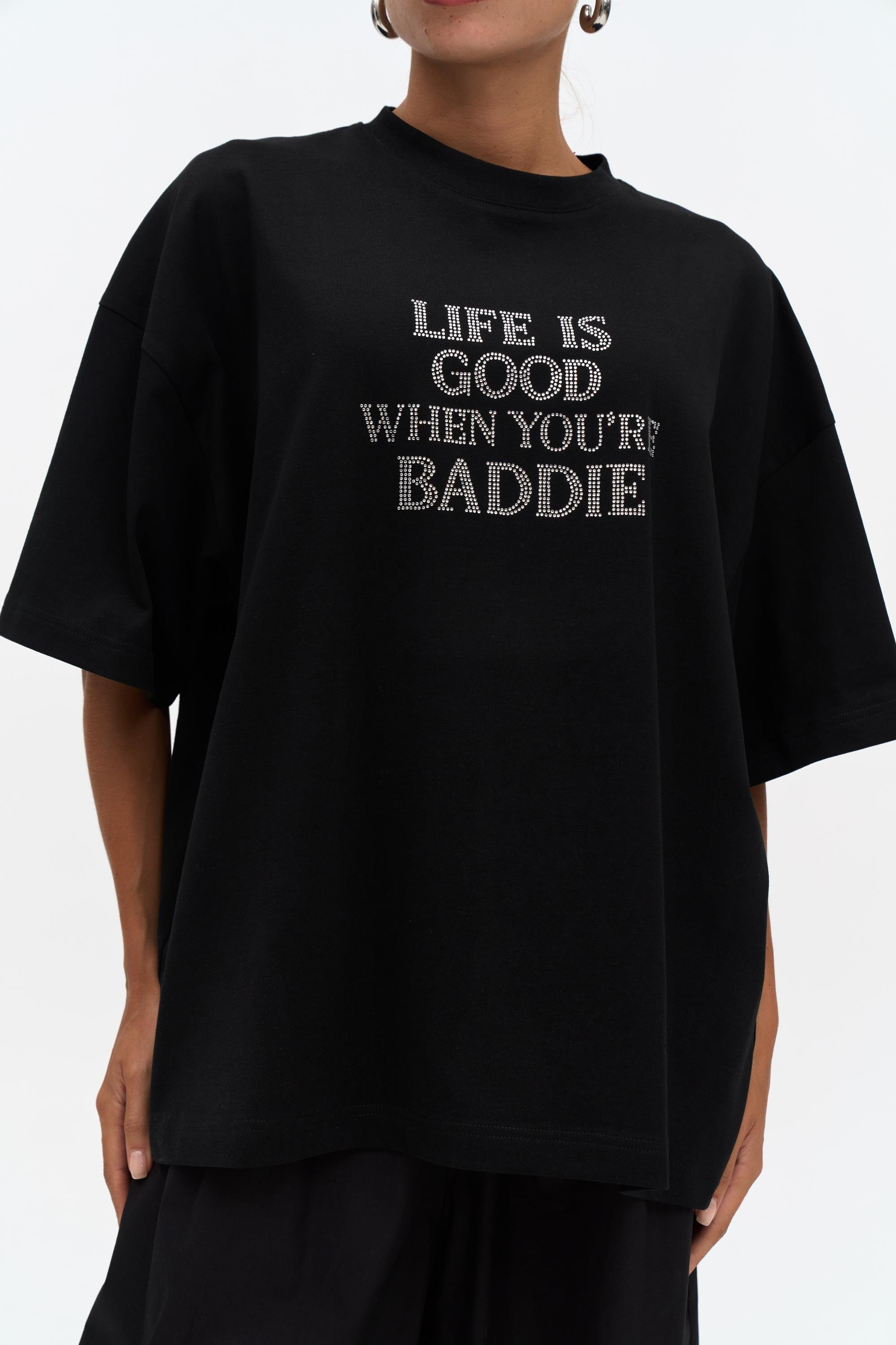 Baddie Oversize Siyah T-Shirt