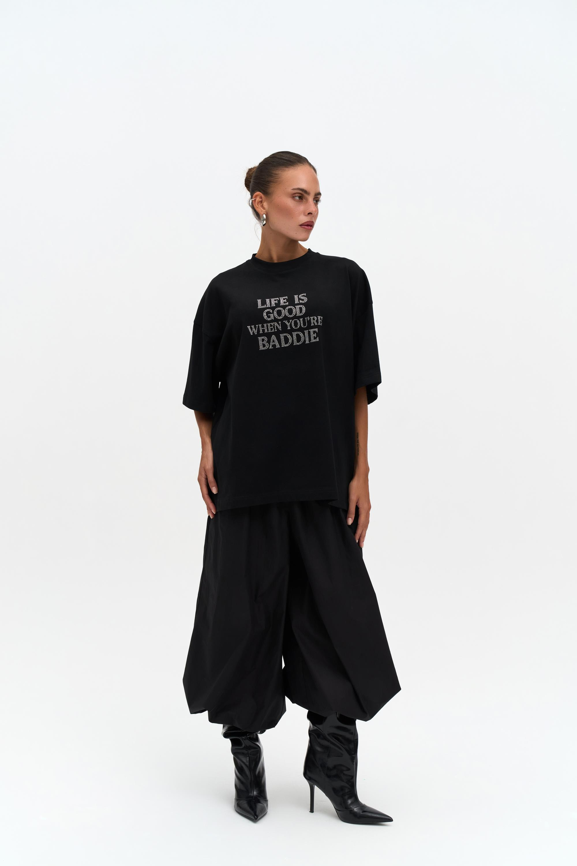 Baddie Oversize Siyah T-Shirt