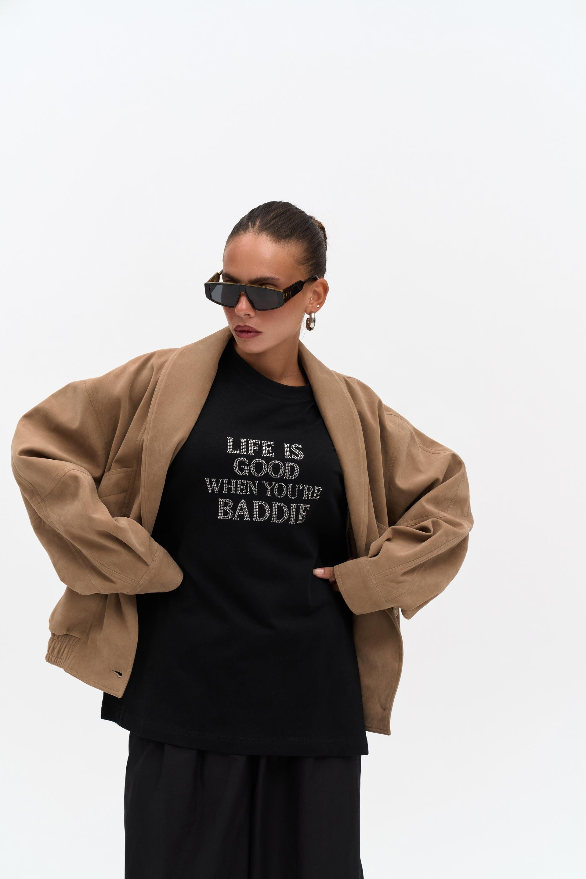 Baddie Oversize Siyah T-Shirt