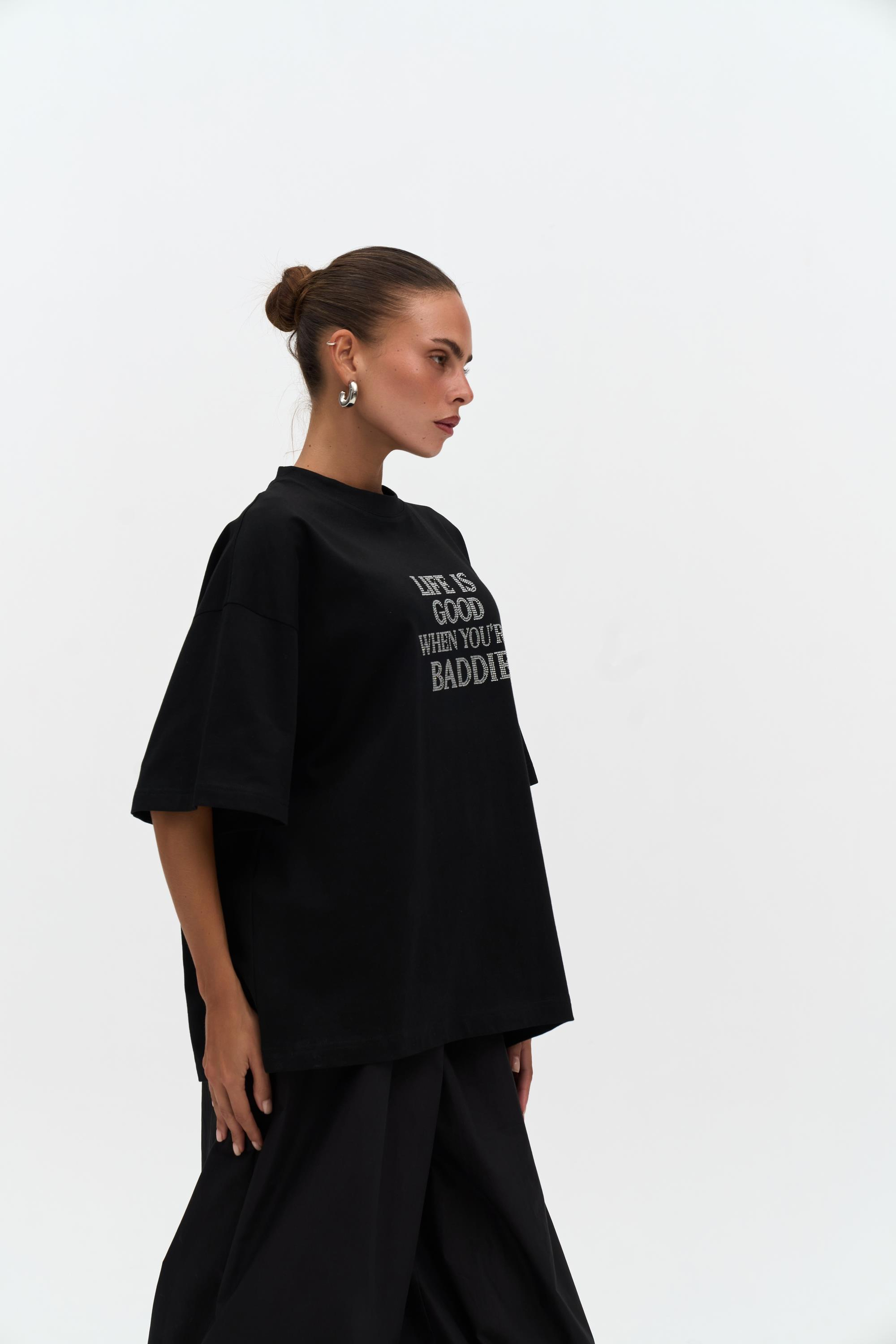 Baddie Oversize Siyah T-Shirt