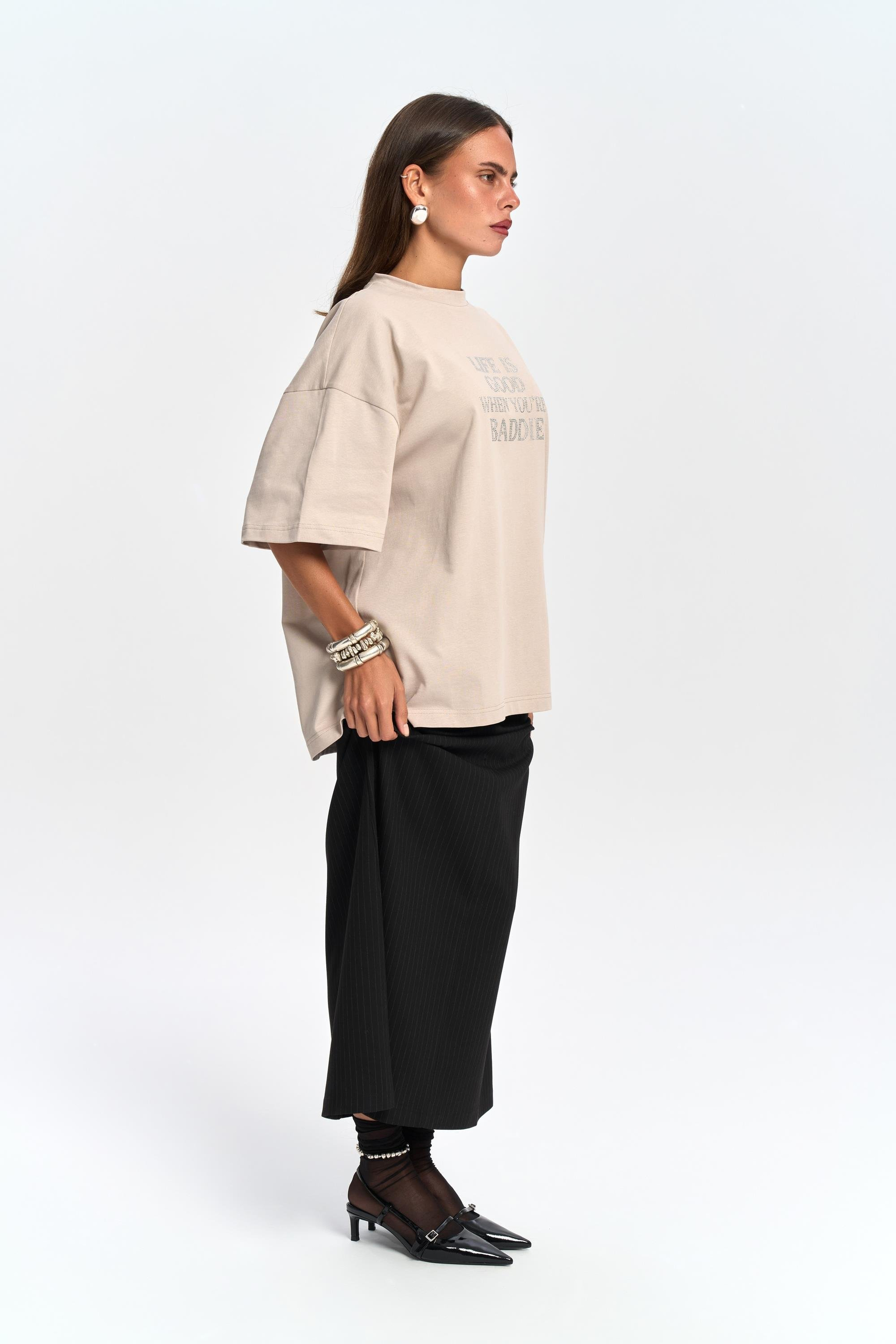 Baddie Oversize Taş T-Shirt