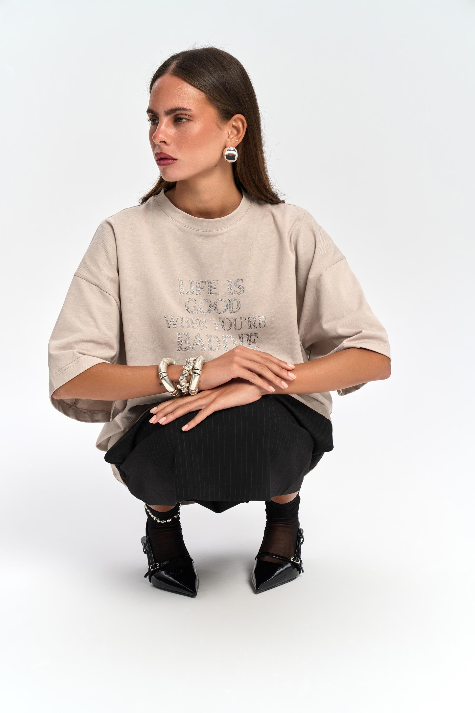 Baddie Oversize Taş T-Shirt