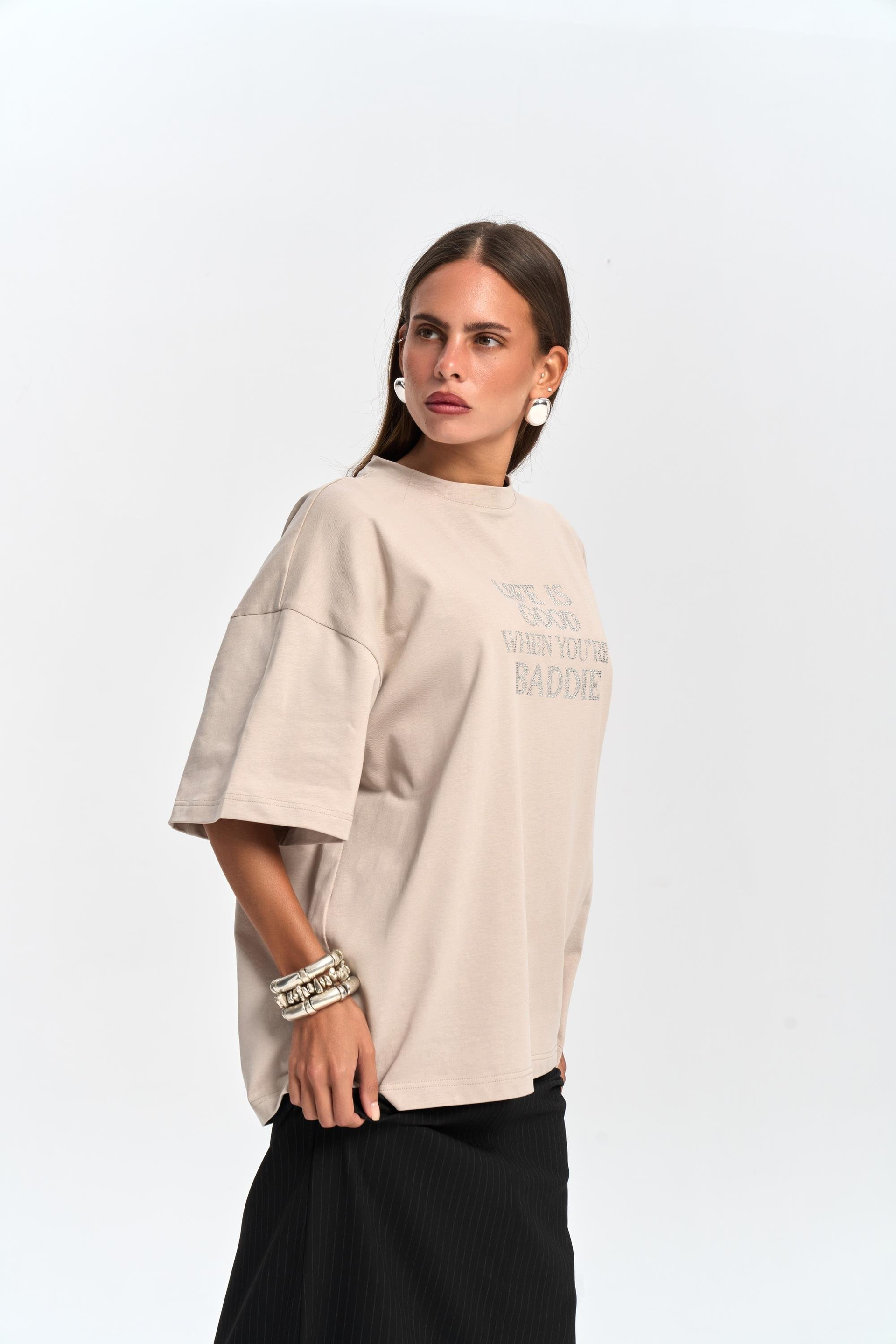 Baddie Oversize Taş T-Shirt