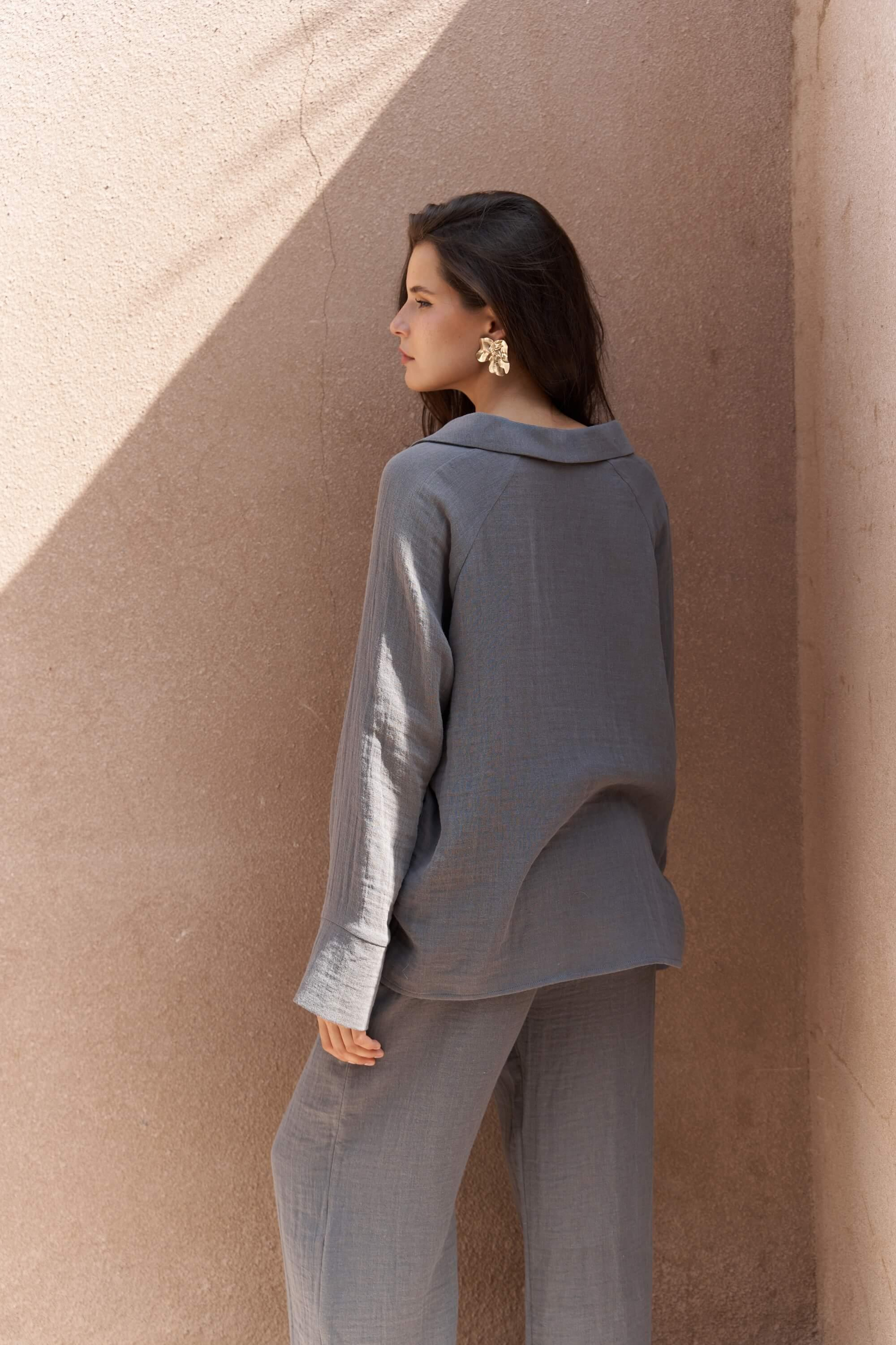 Bali Boncuklu Antrasit Müslin Takım