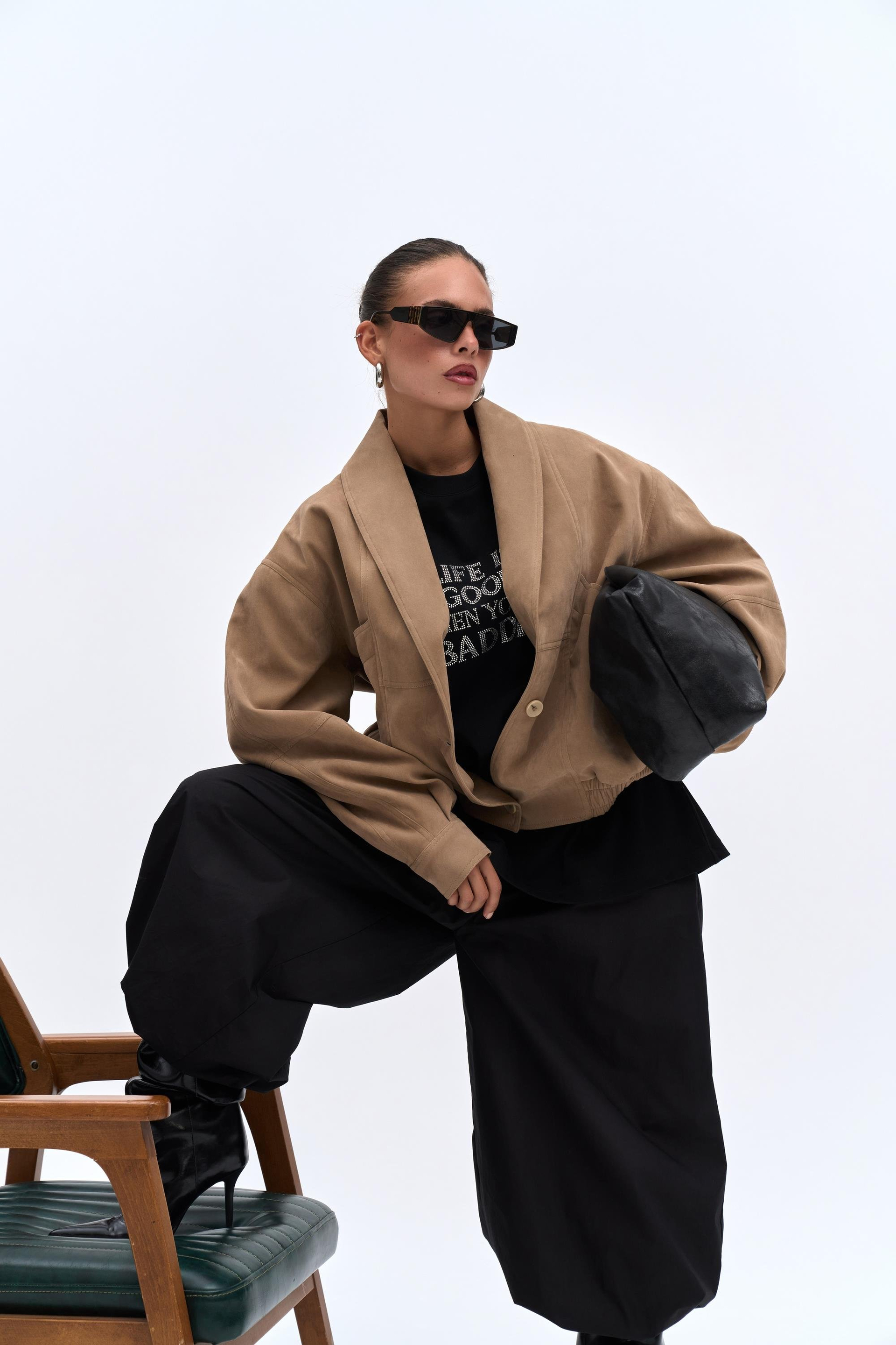 Bandera Koyu Bej Unisex Bomber Ceket