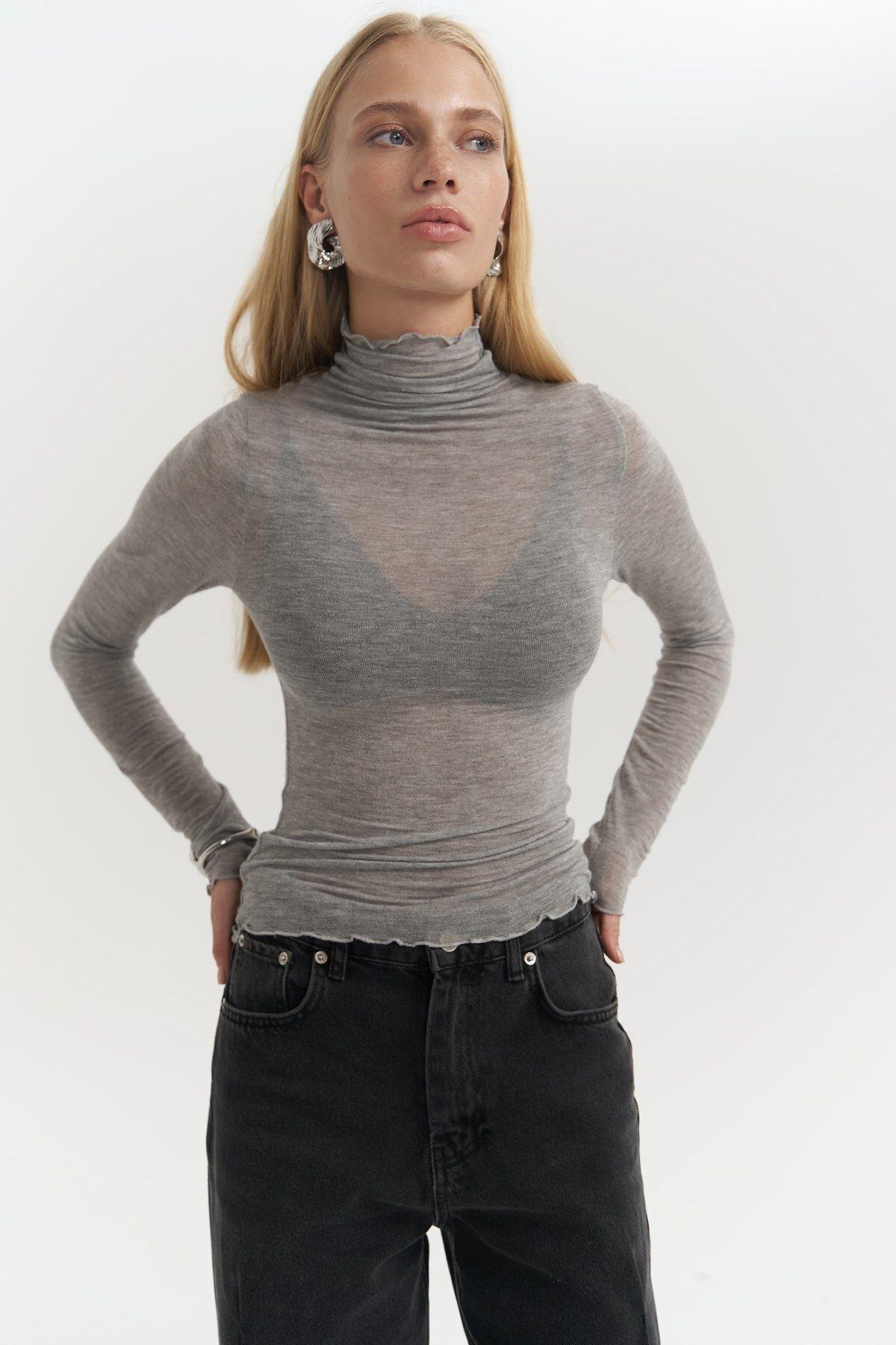 Belina Long Sleeve Fine Gray Bodysuit