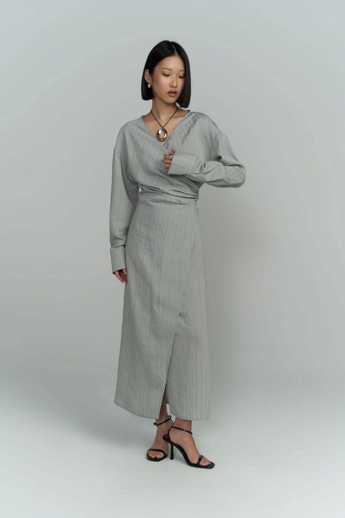 Bella Midi Boy Gri Elbise