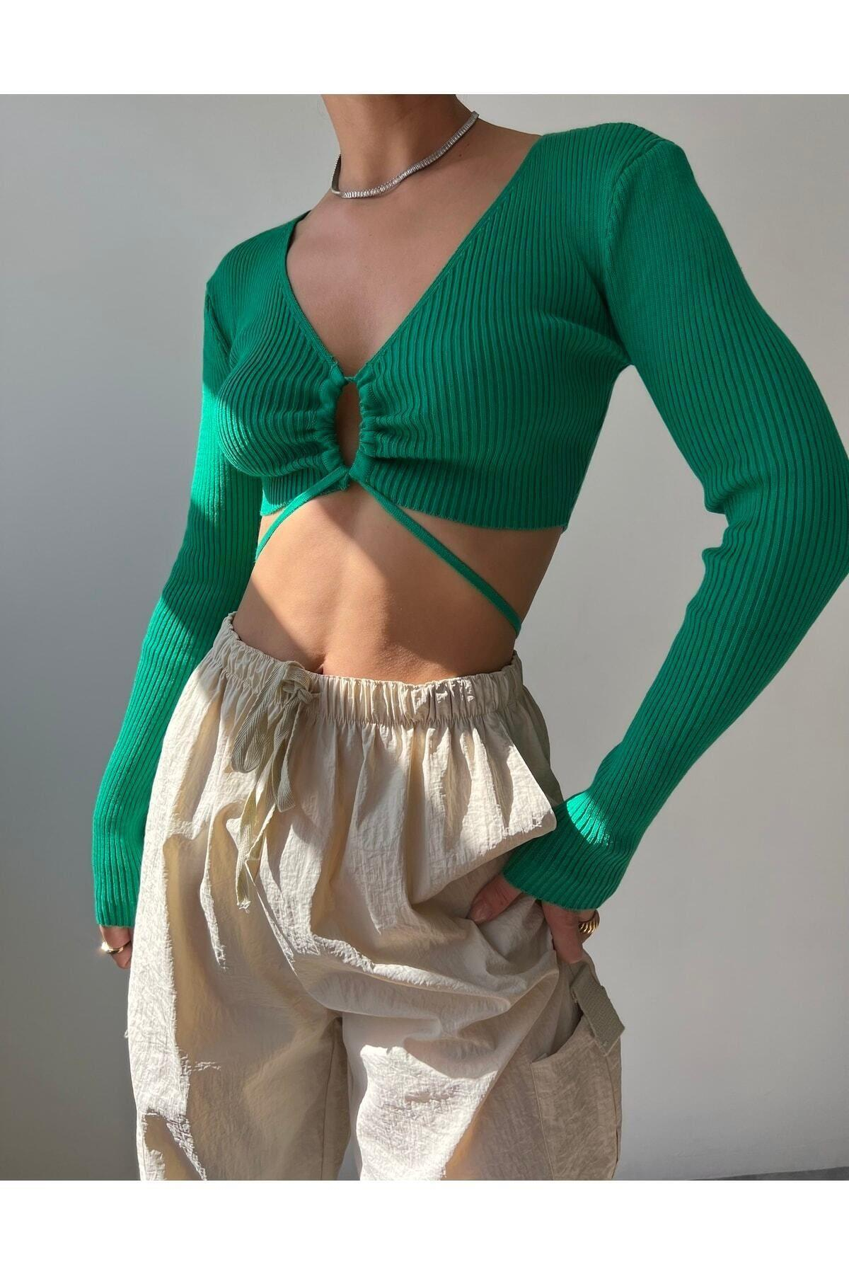 Berta Yeşil Triko Crop