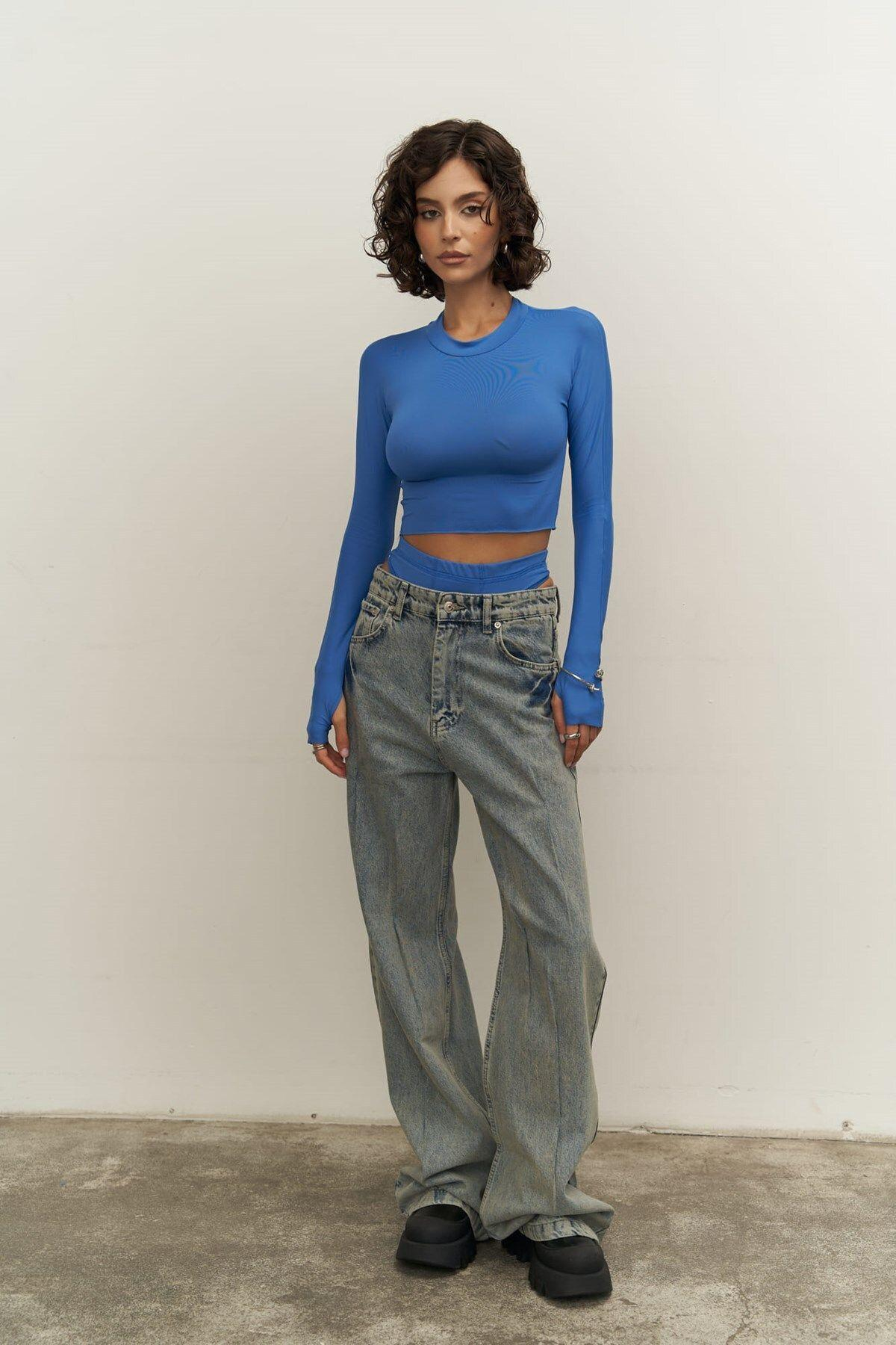 Mai Collection Biance Blue Crop