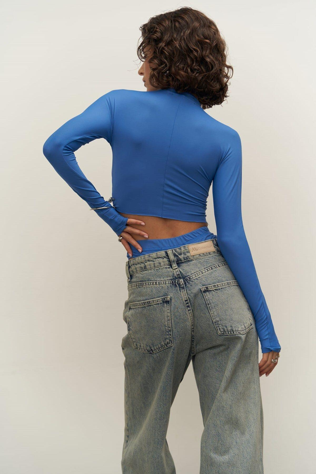Mai Collection Biance Blue Crop