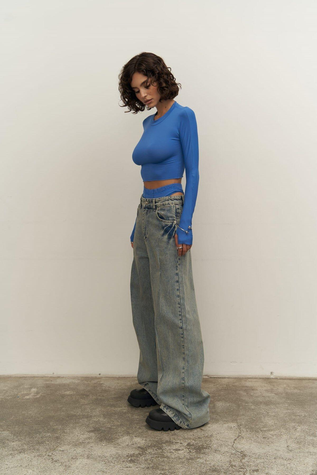 Mai Collection Biance Blue Crop