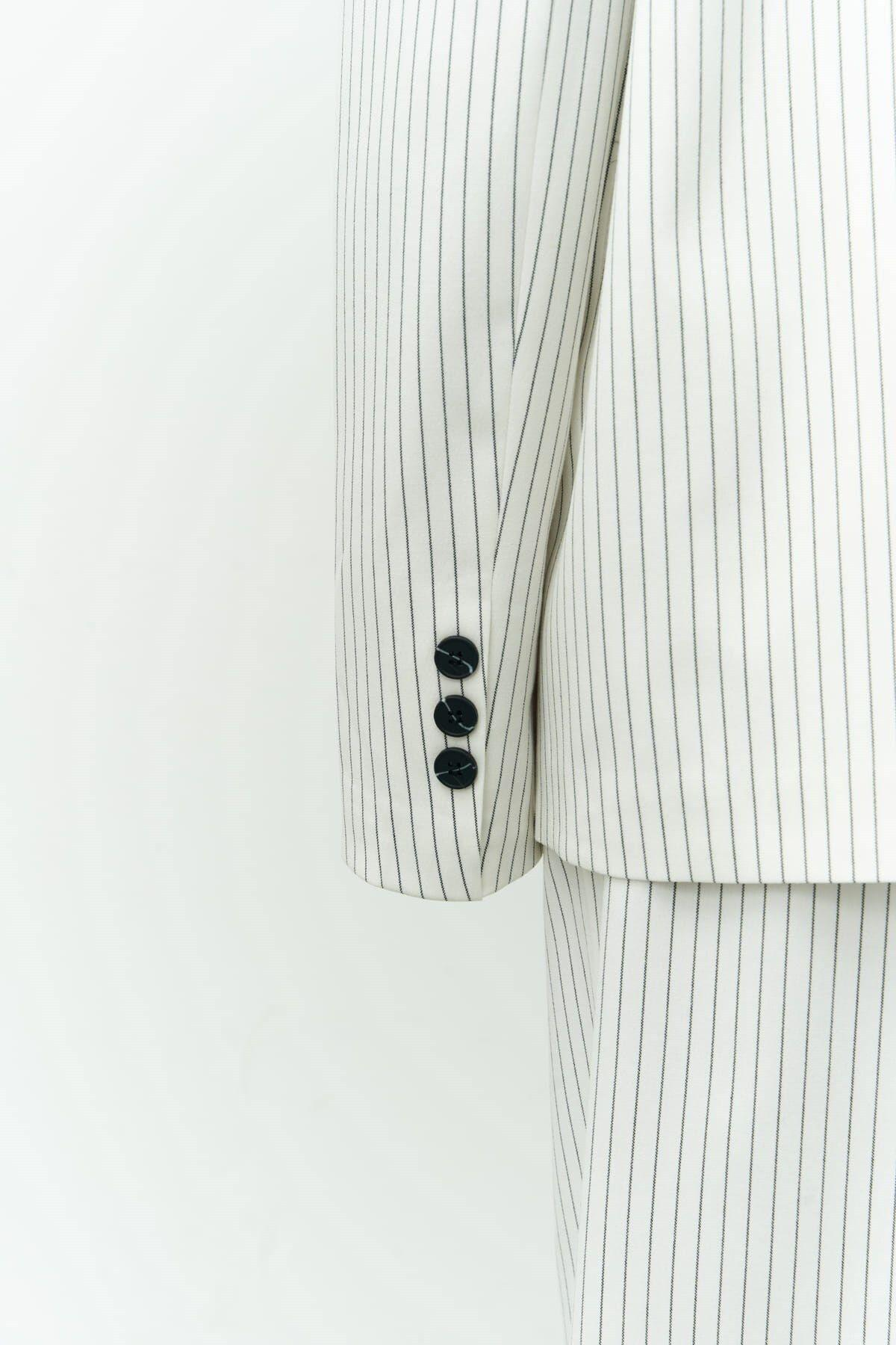 Bianda Çizgili Ekru Blazer