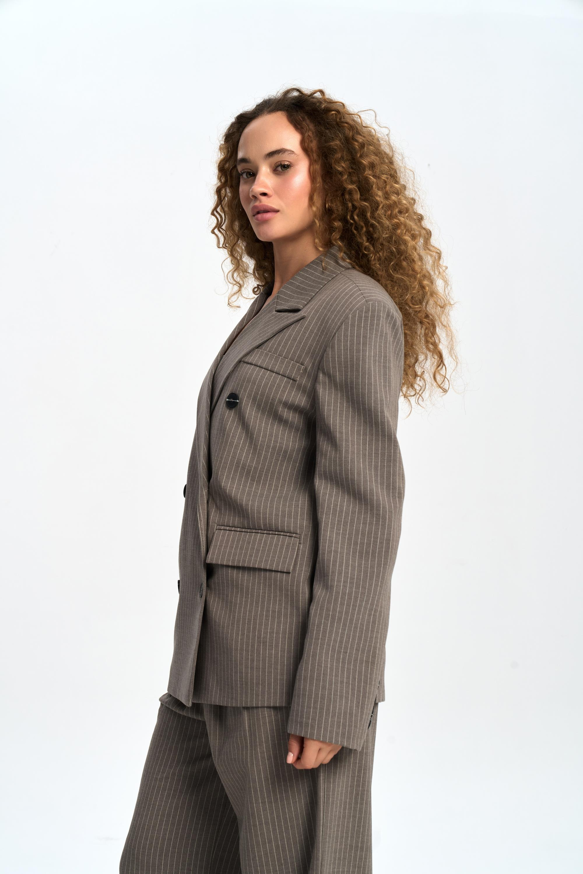 Bianda Striped Charcoal Blazer