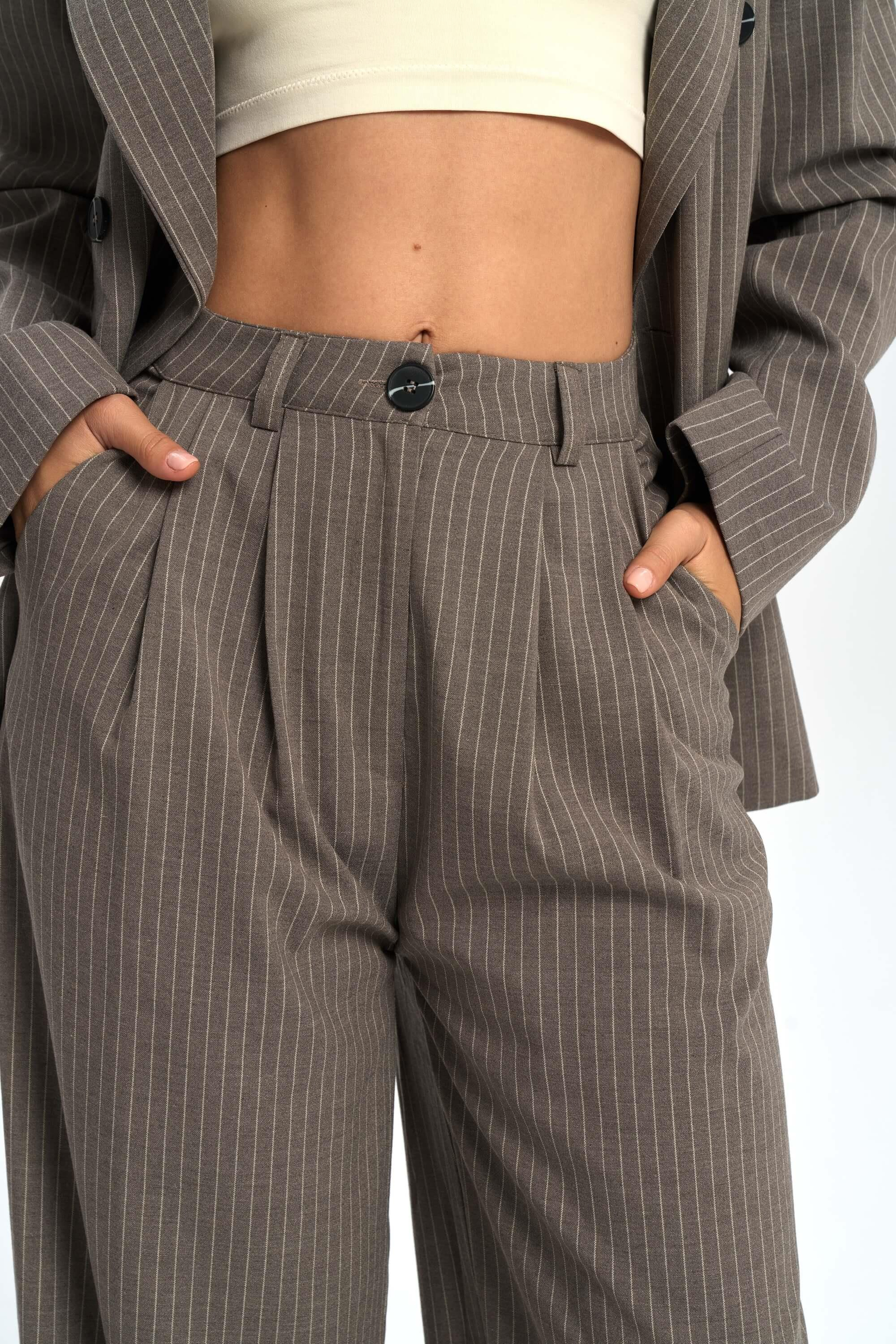 Bianda Striped Charcoal Pants