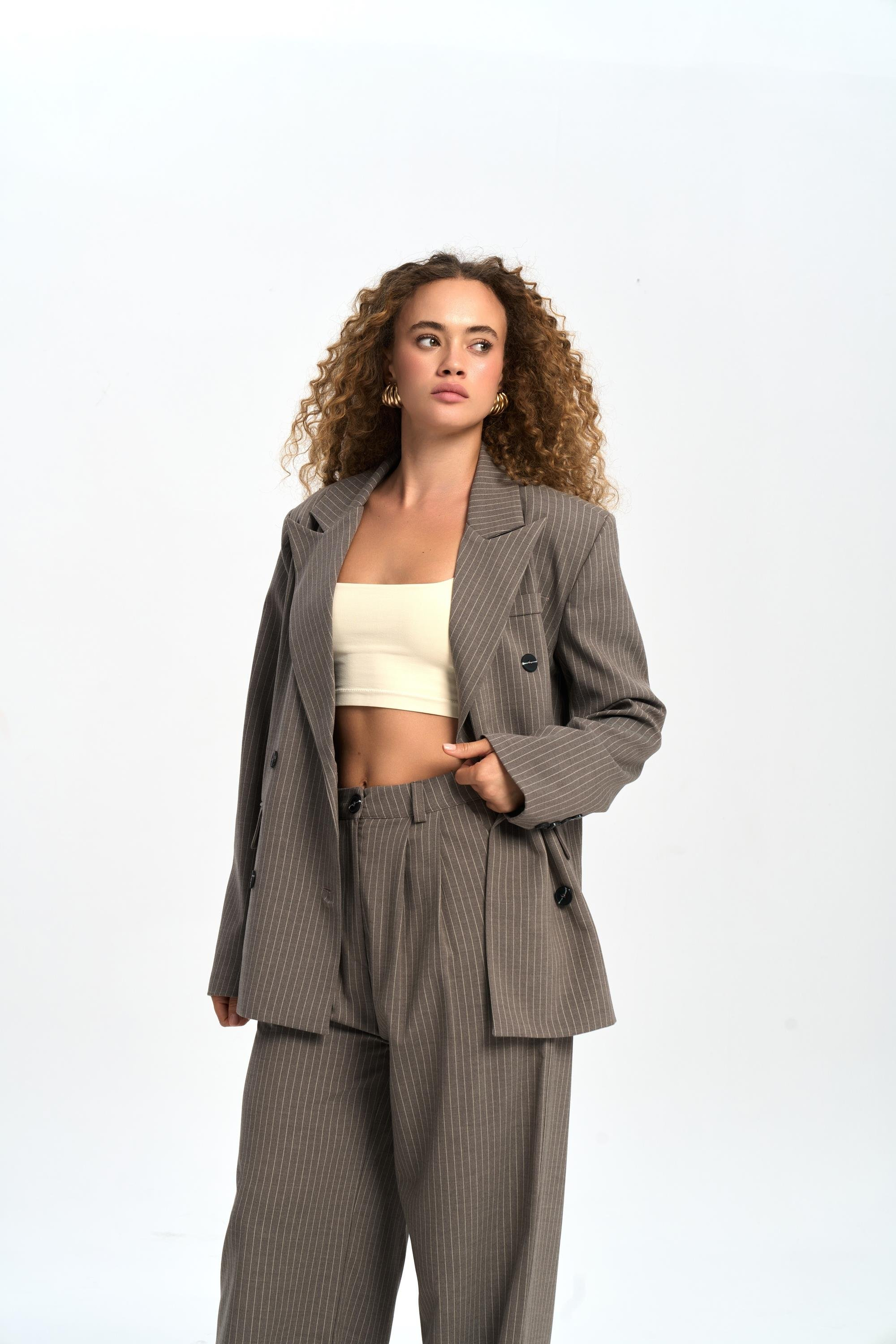 Bianda Striped Charcoal Pants