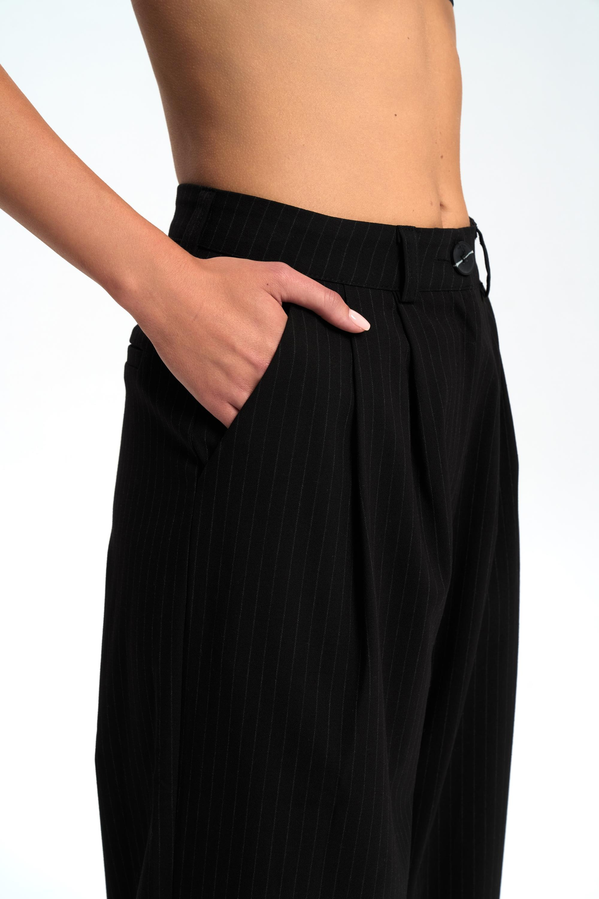 Bianda Striped Black Pants