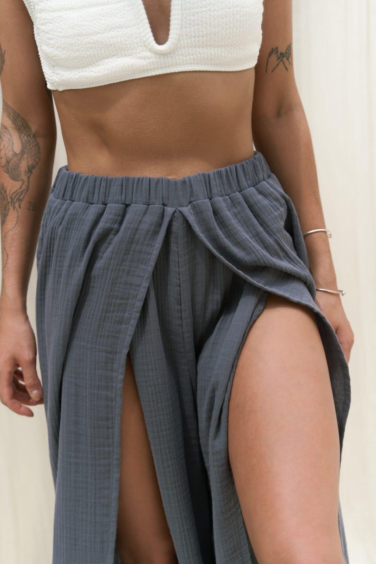 Bima Yırtmaç Detaylı Antrasit Pantolon