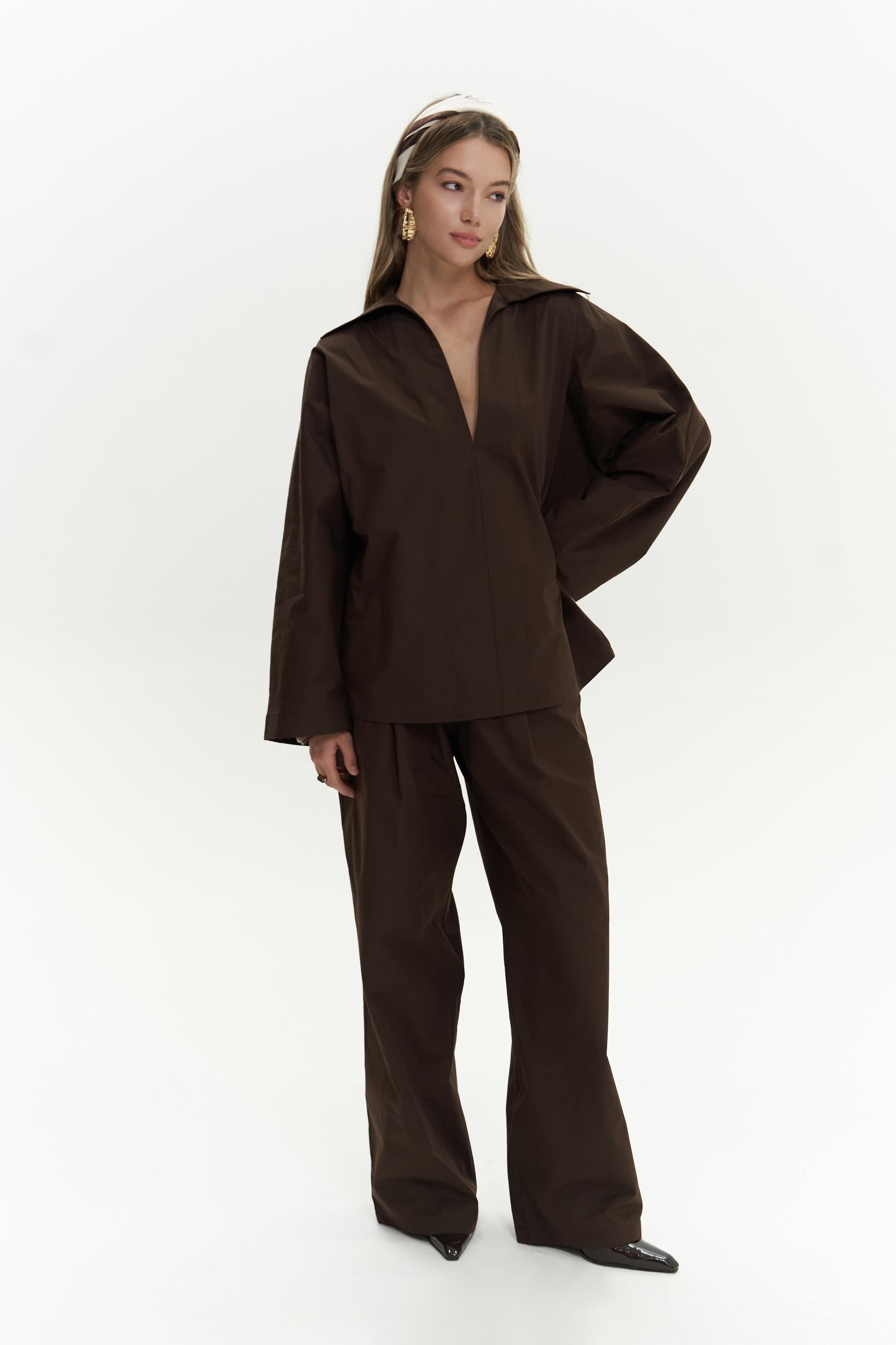 Blenham Kahve Gömlek Pantolon Takım