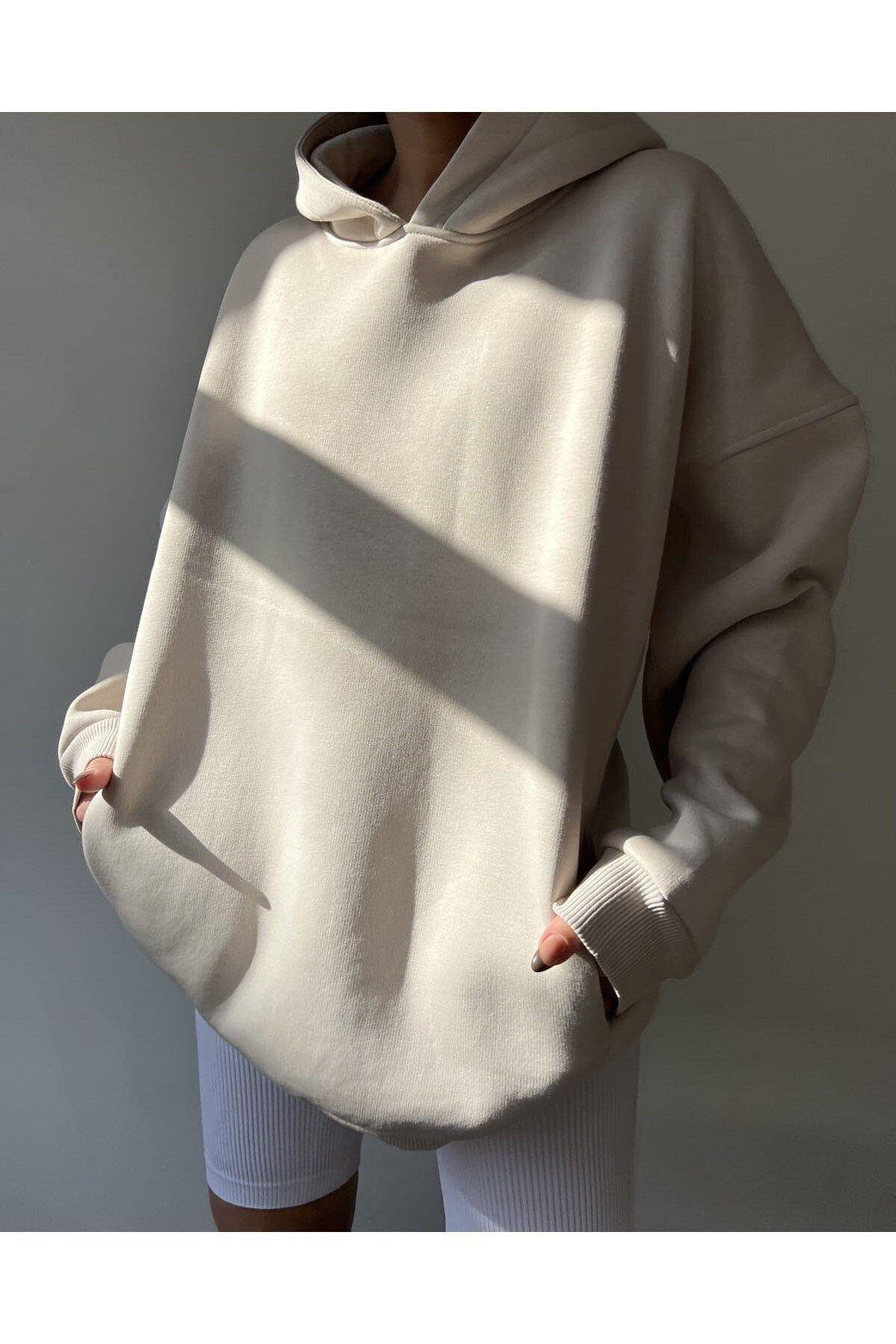 Mai Collection Boundaries Bone Hoodie Sweatshirt