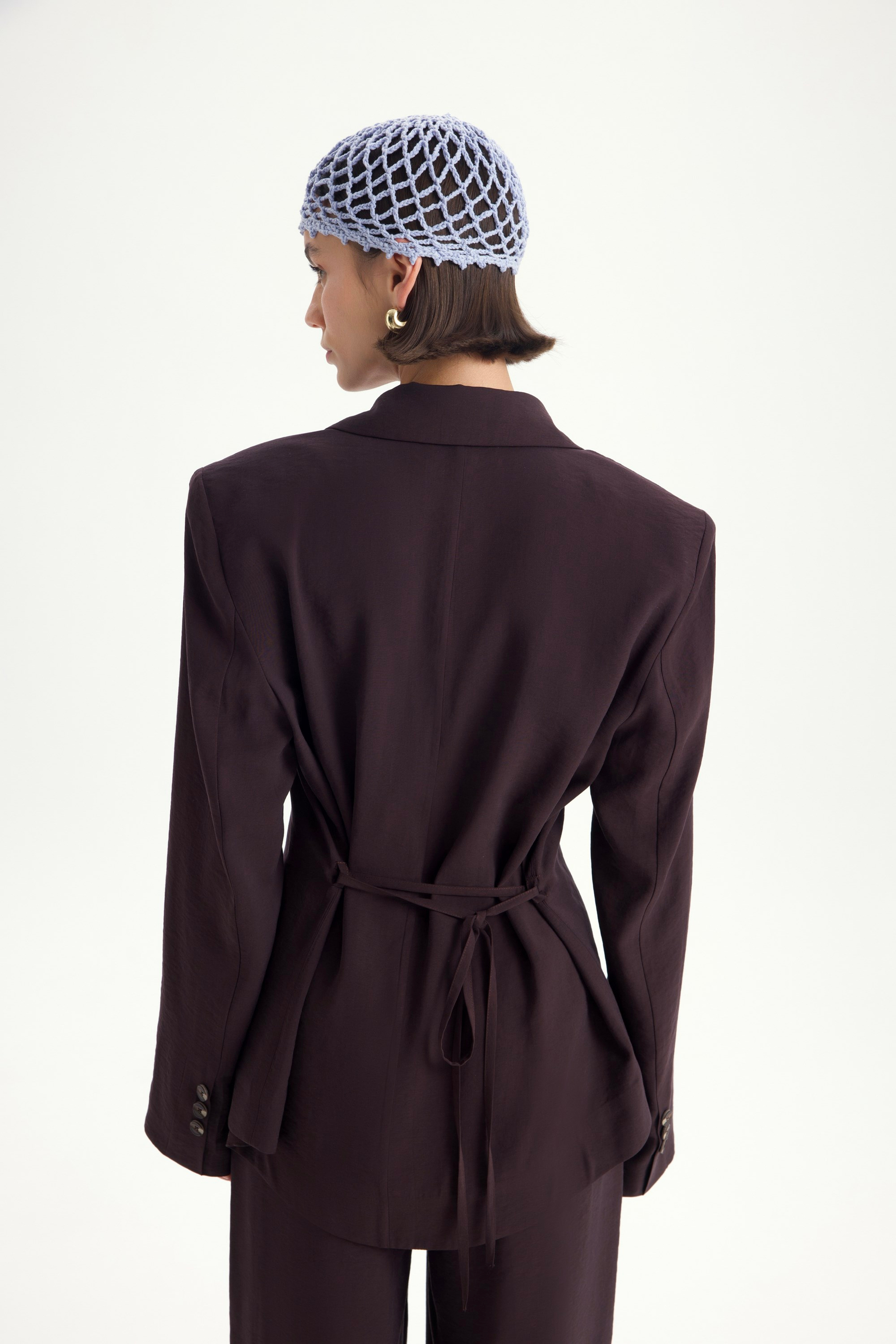 Breeze Bağlamalı Kahve Ceket Pantolon Takım