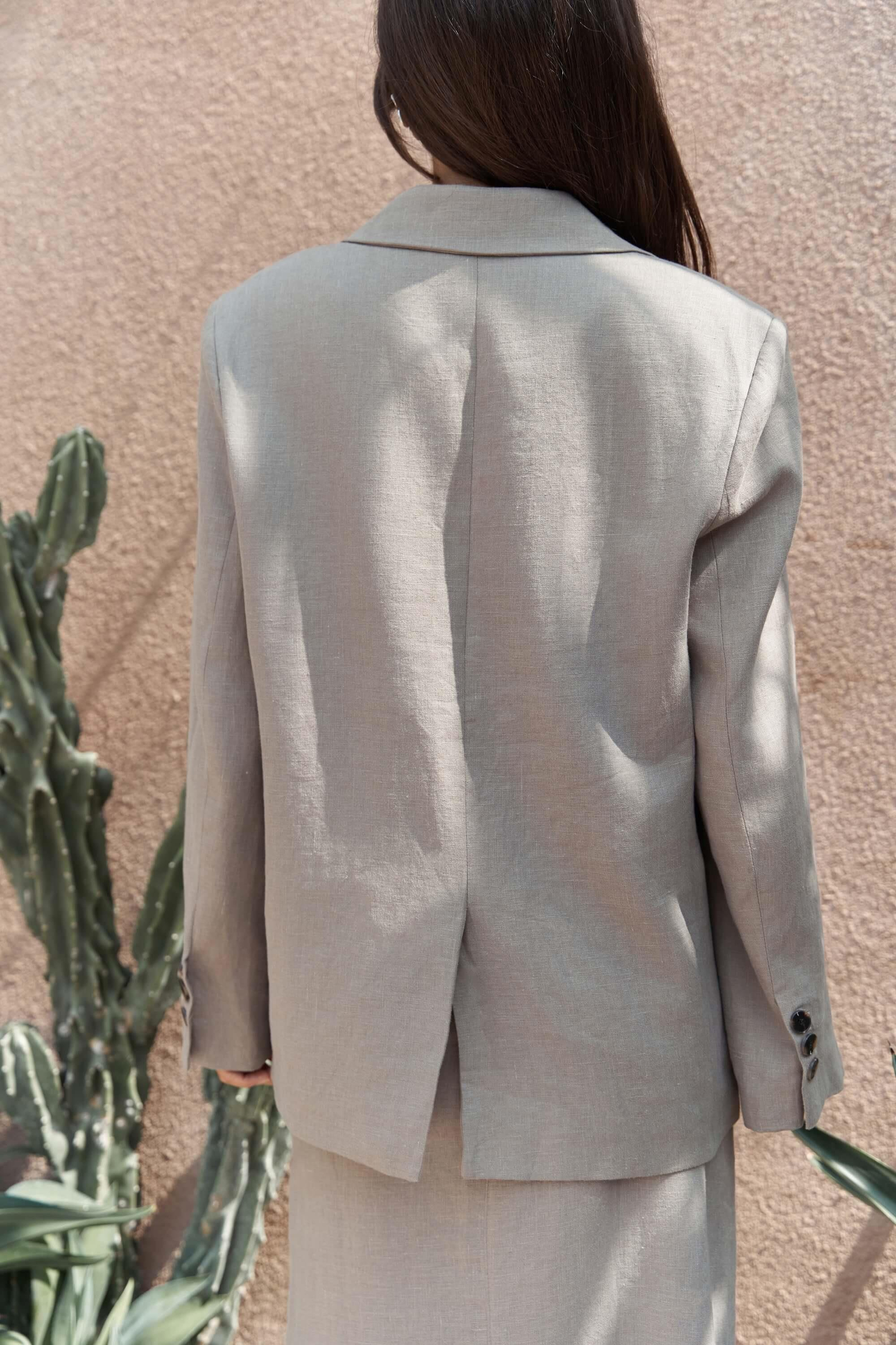 Brenna Dark Gray Linen Blazer 