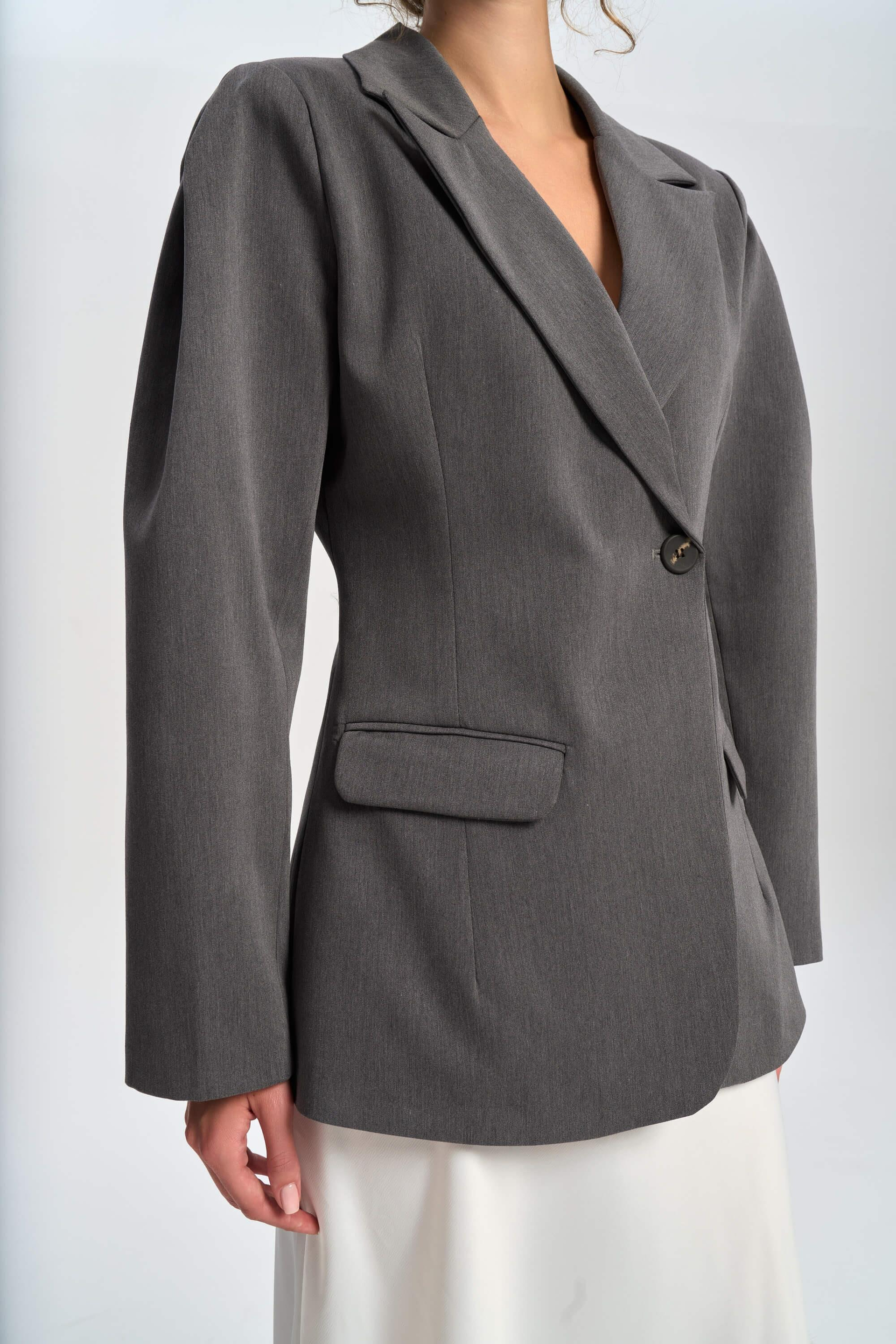 Briella Waist-Fitted Charcoal Blazer