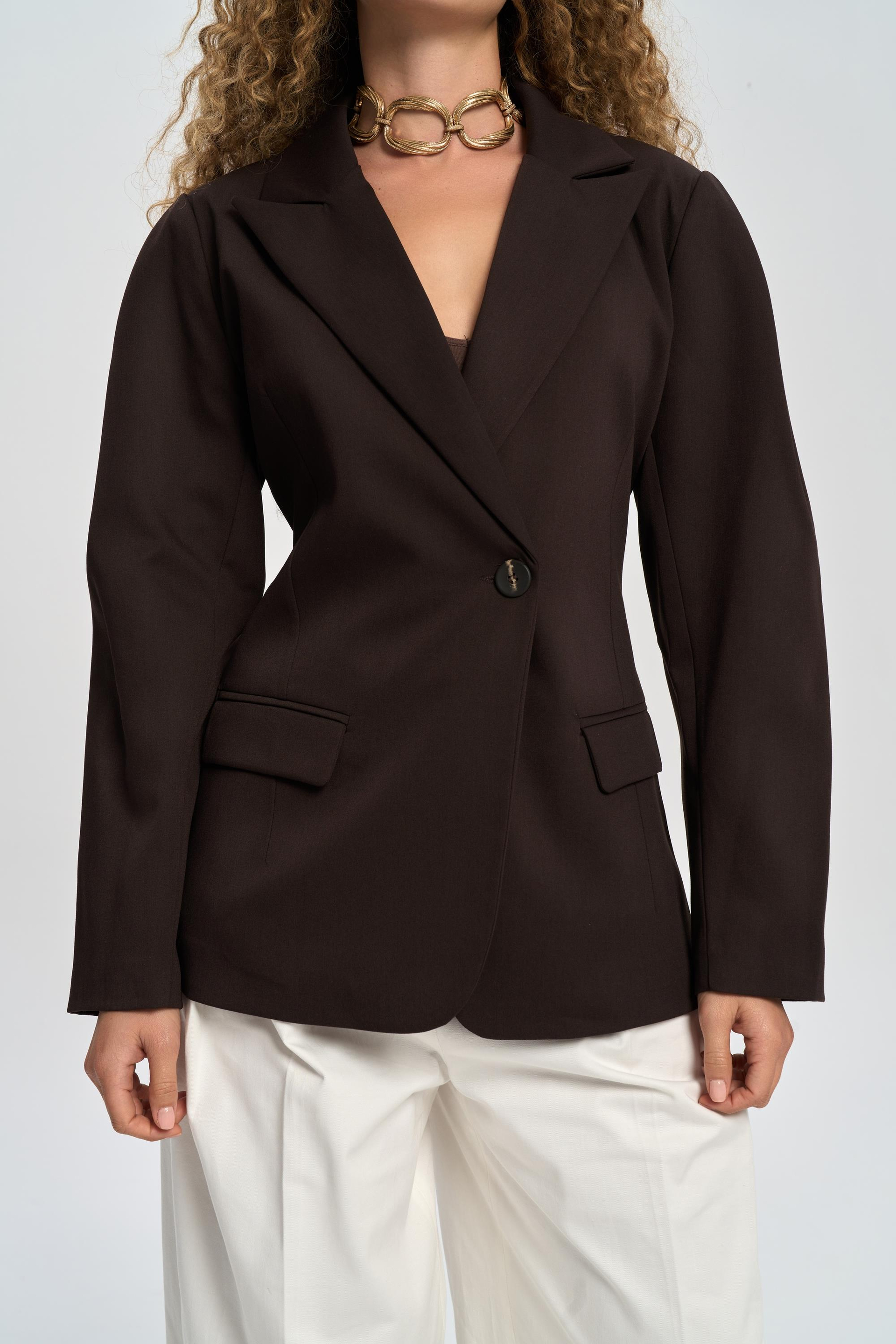 Briella Waist-Fitted Brown Blazer