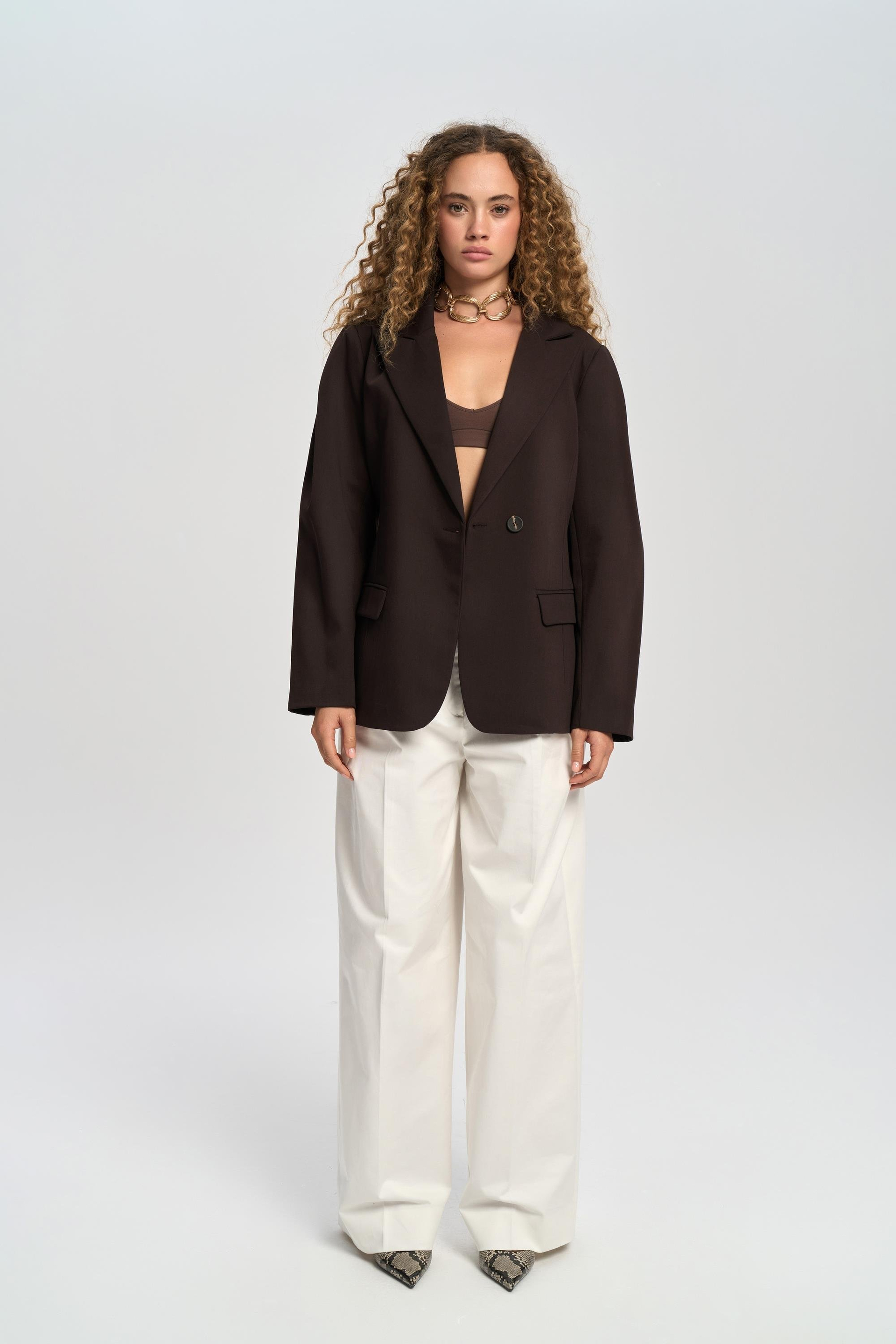 Briella Waist-Fitted Brown Blazer