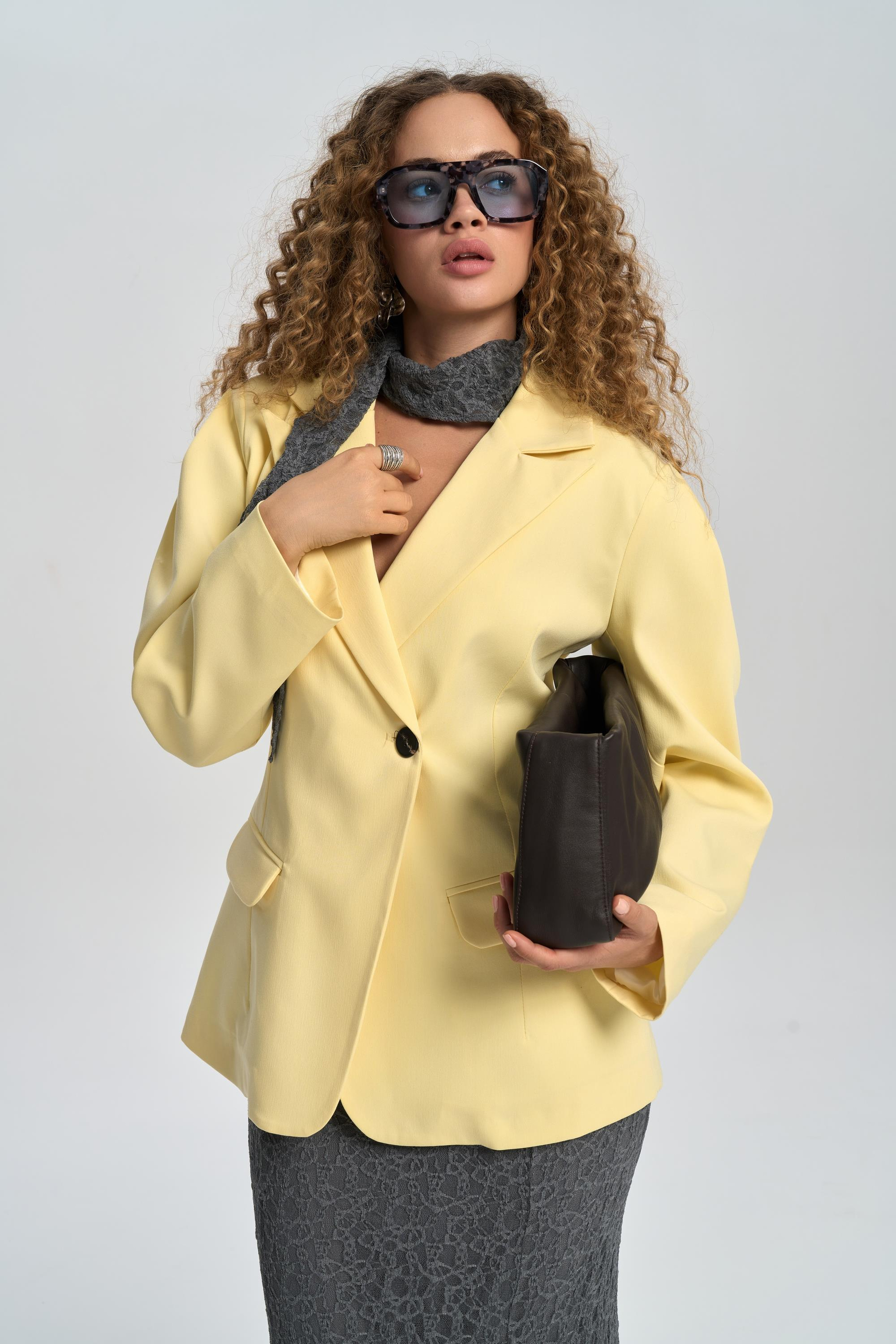 Briella Belden Oturtmalı Sarı Blazer