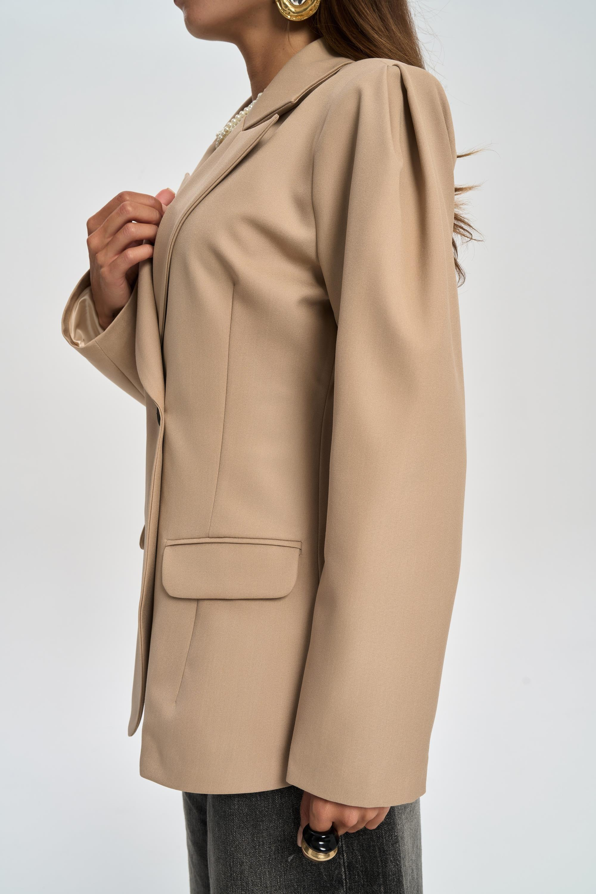 Briella Waist-Fitted Taupe Blazer