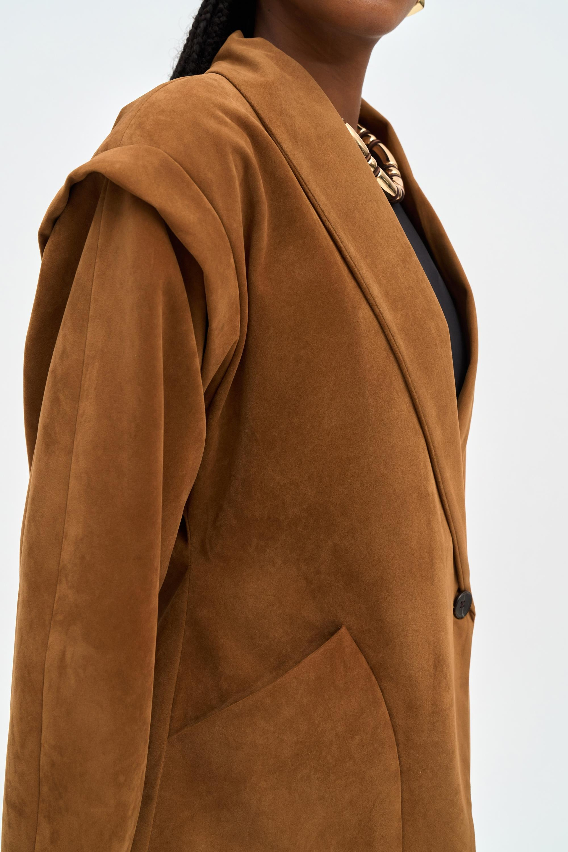 Bronte Omuz Detaylı Camel Blazer