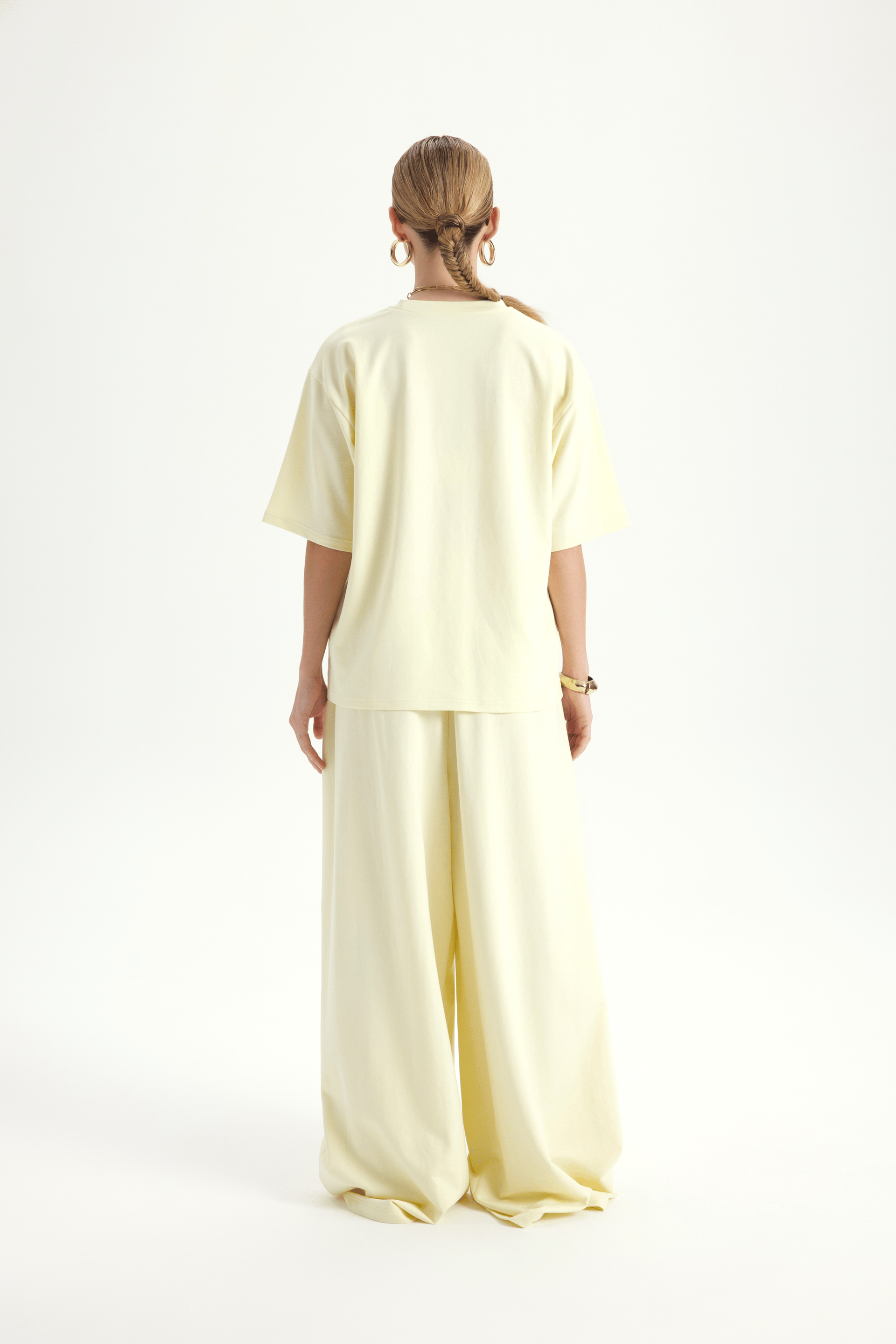 Bruges Oversize Açık Sarı T-Shirt Eşofman Takım