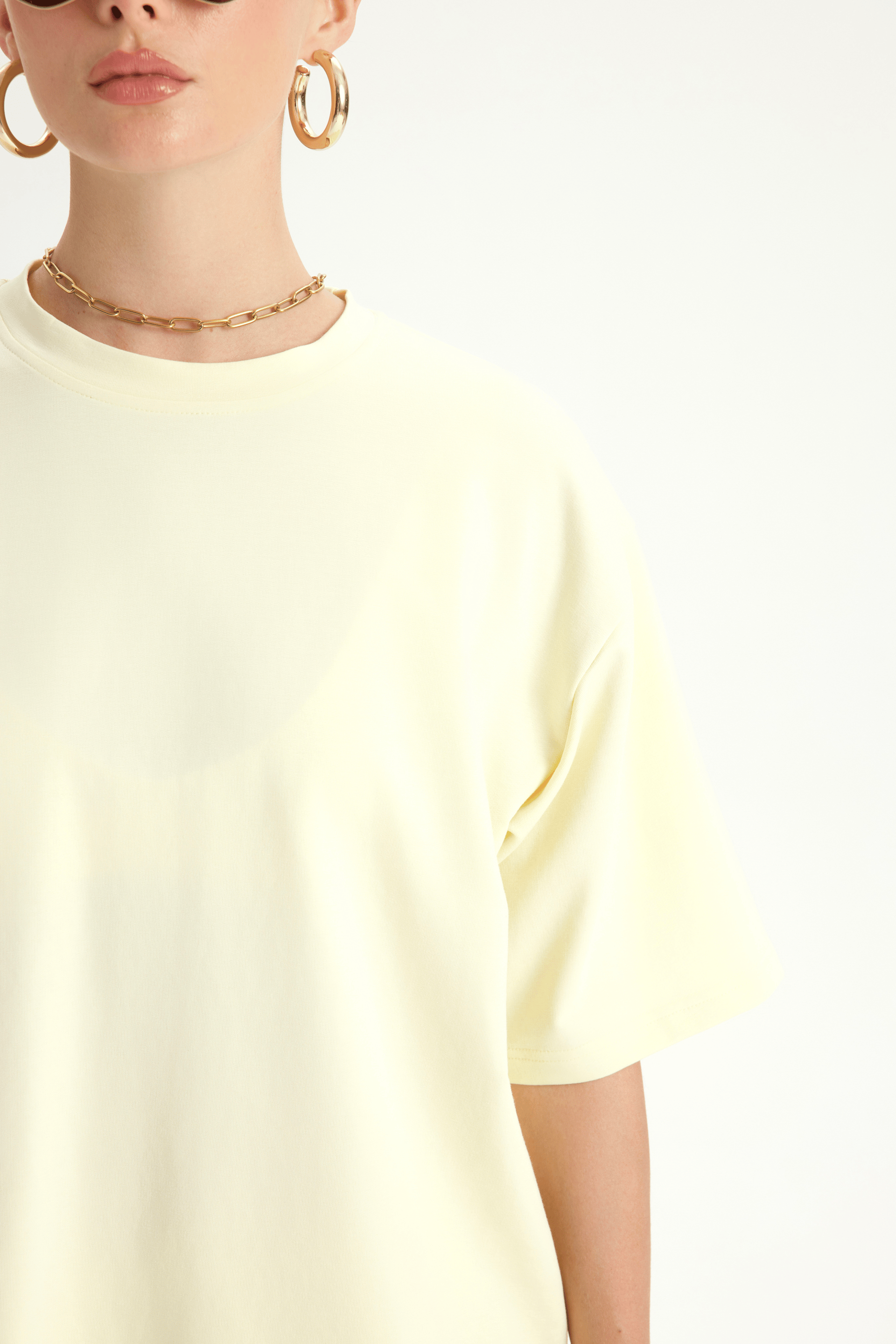 Bruges Oversize Açık Sarı T-Shirt Eşofman Takım