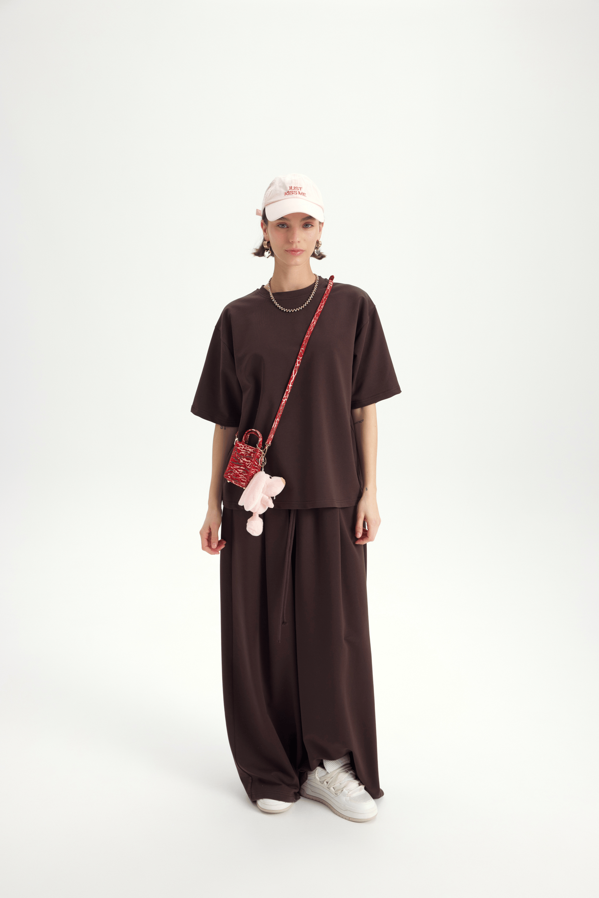 Bruges Oversize Kahve T-Shirt Eşofman Takım