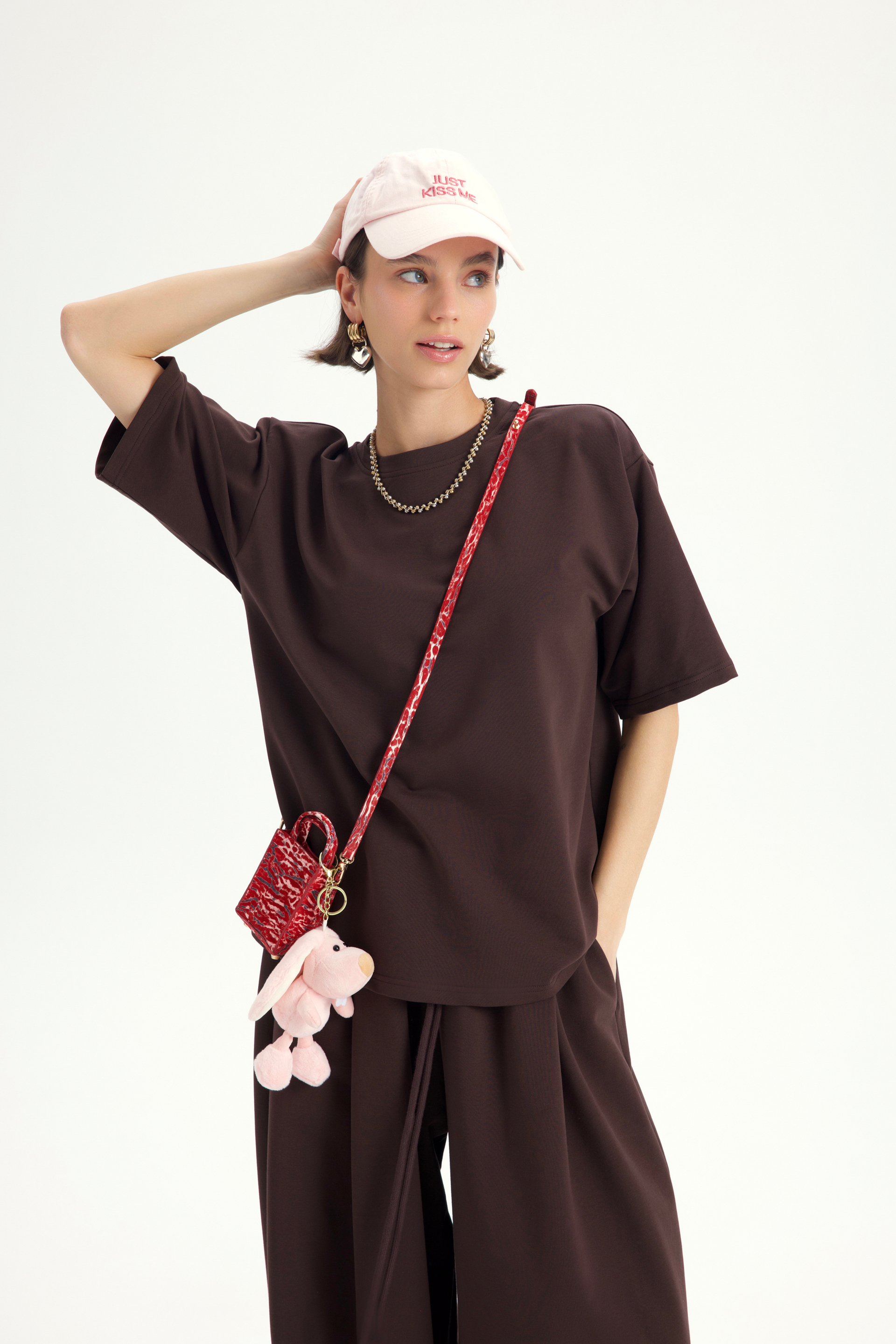 Bruges Oversize Kahve T-Shirt Eşofman Takım