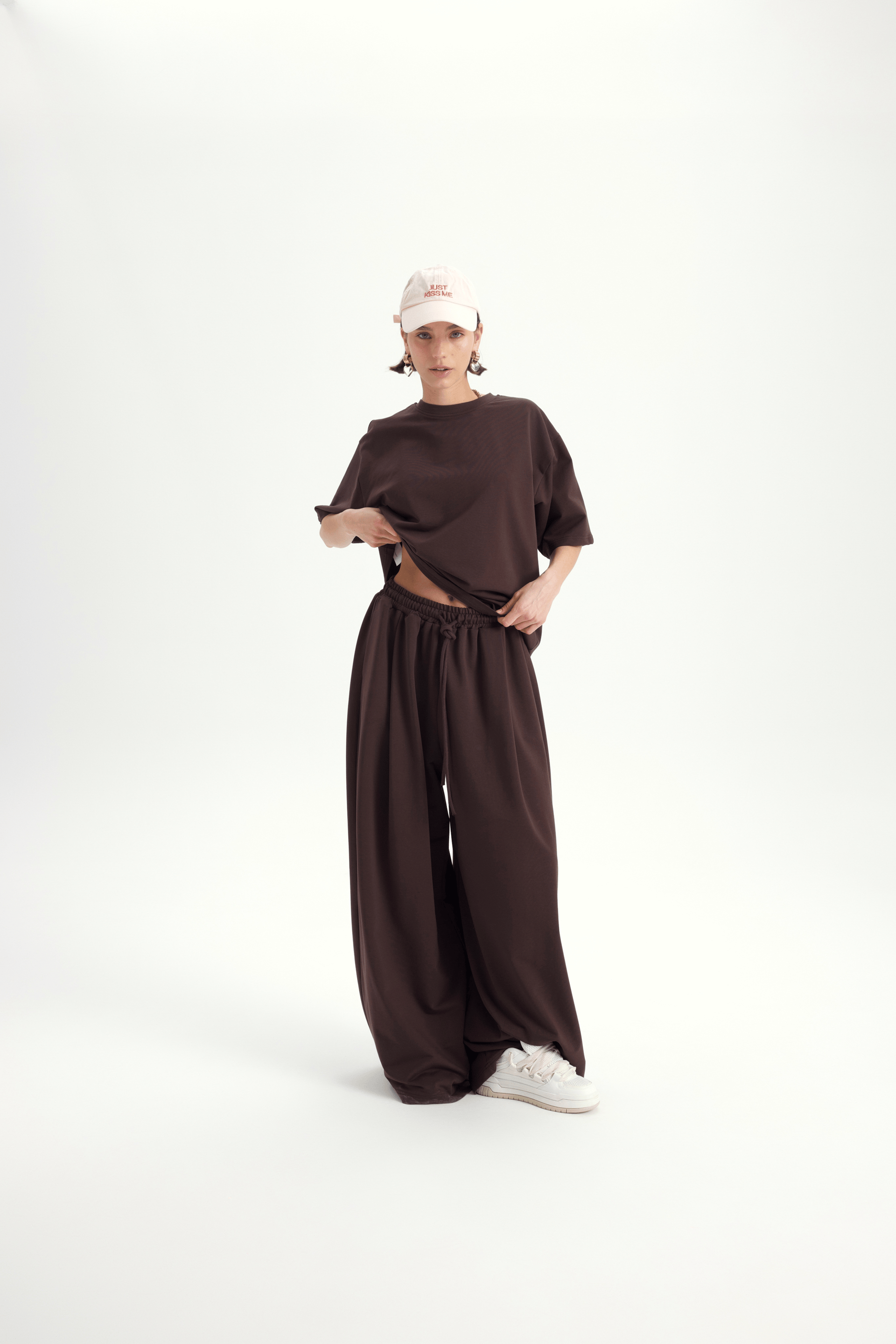 Bruges Oversize Kahve T-Shirt Eşofman Takım