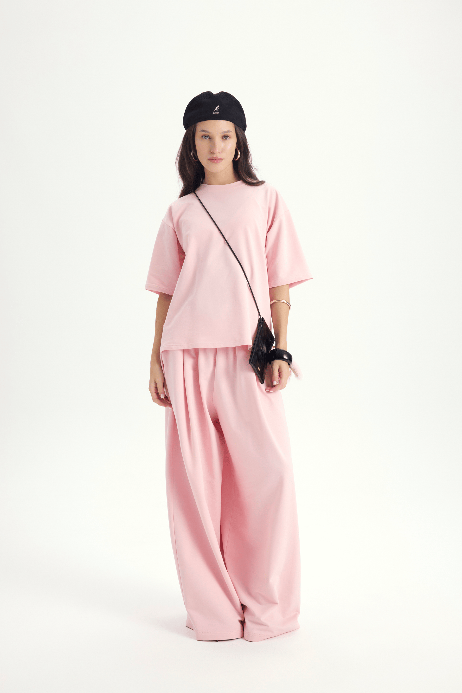 Bruges Oversize Pembe T-Shirt Eşofman Takım