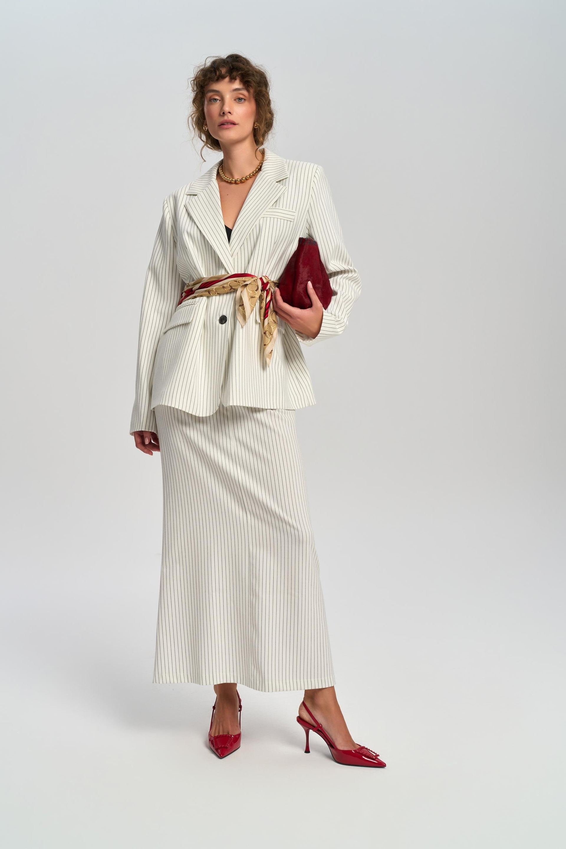 Bruno Striped Ecru Blazer