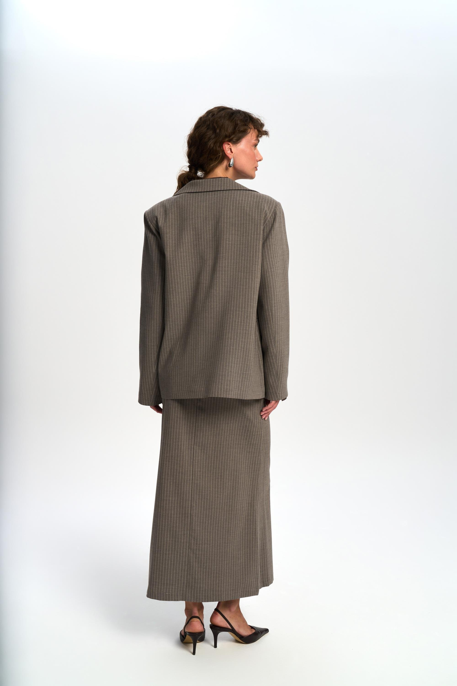 Bruno Çizgili Füme Blazer